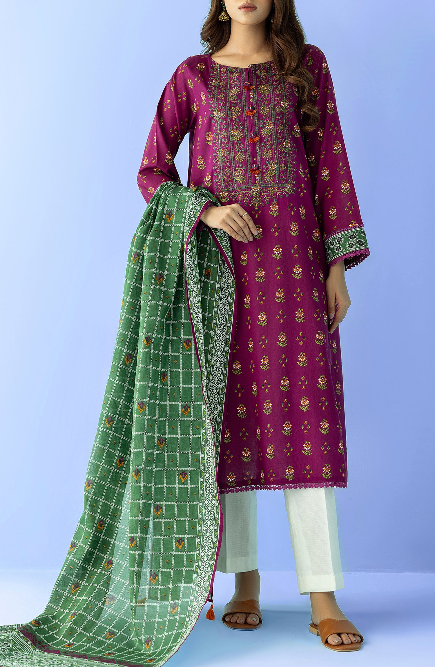 NRDS-24-027/S PURPLE LAWN READY TO WEAR SHIRT DUPATTA