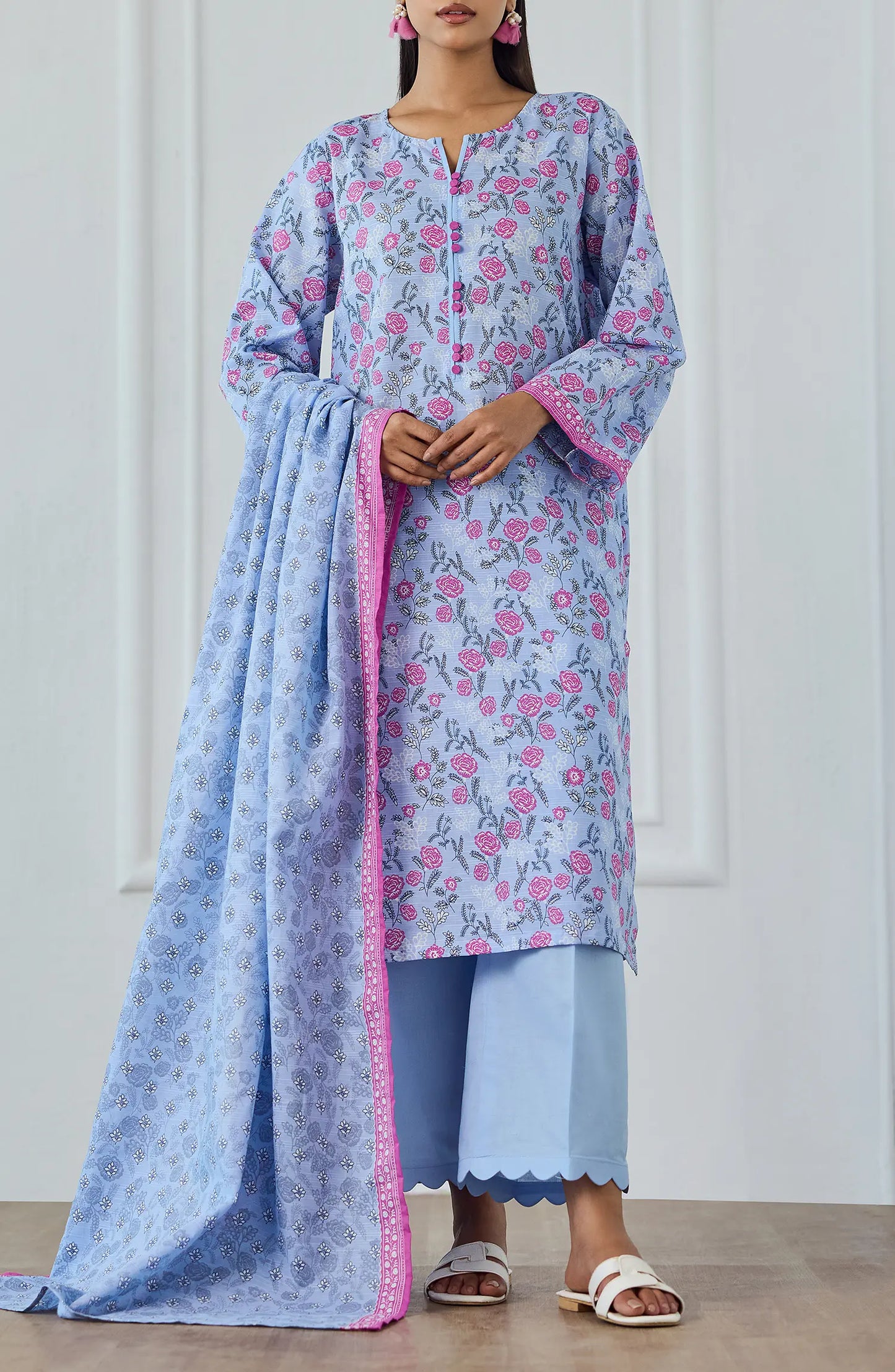 Unstitched | 3 Piece | Printed | Texture Lawn Shirt | OTL-25-552/U SKY BLUE