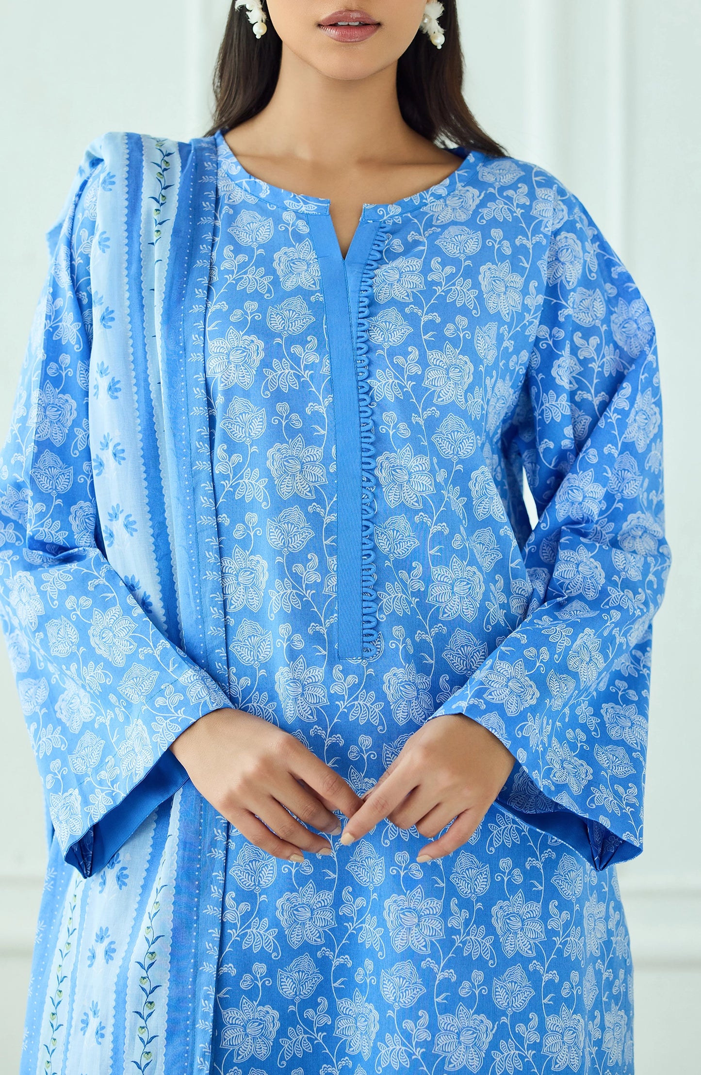 Unstitched | 3 Piece | Printed | Lawn Shirt | OTL-20455/U SKY BLUE