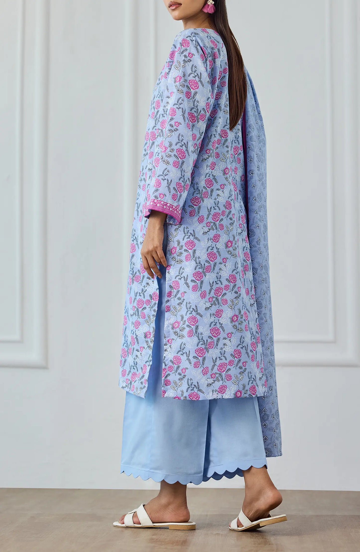 Unstitched | 3 Piece | Printed | Texture Lawn Shirt | OTL-25-552/U SKY BLUE