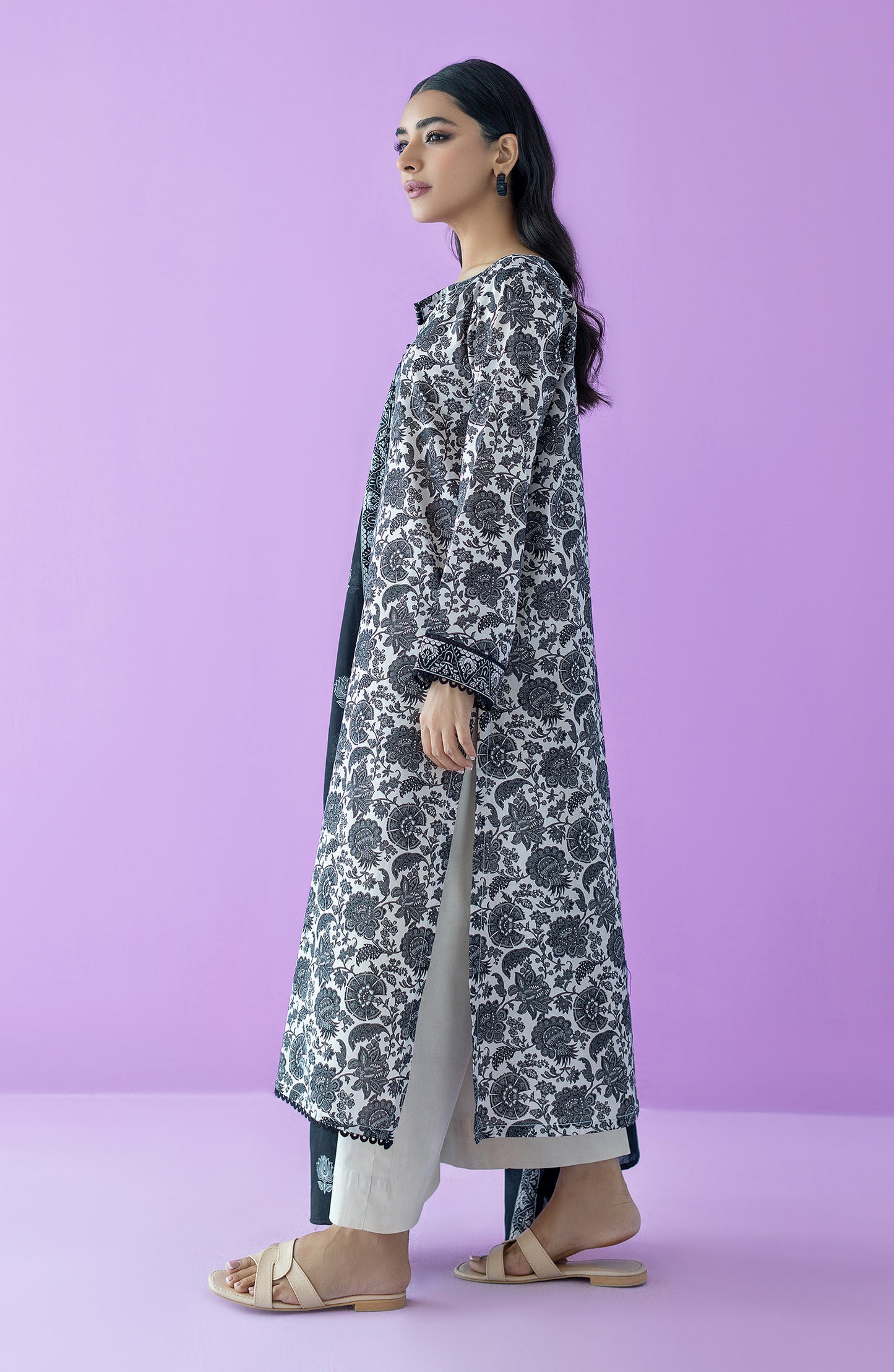 OTL-23-178/U BEIGE LAWN UNSTITCHED SHIRT DUPATTA PANTS