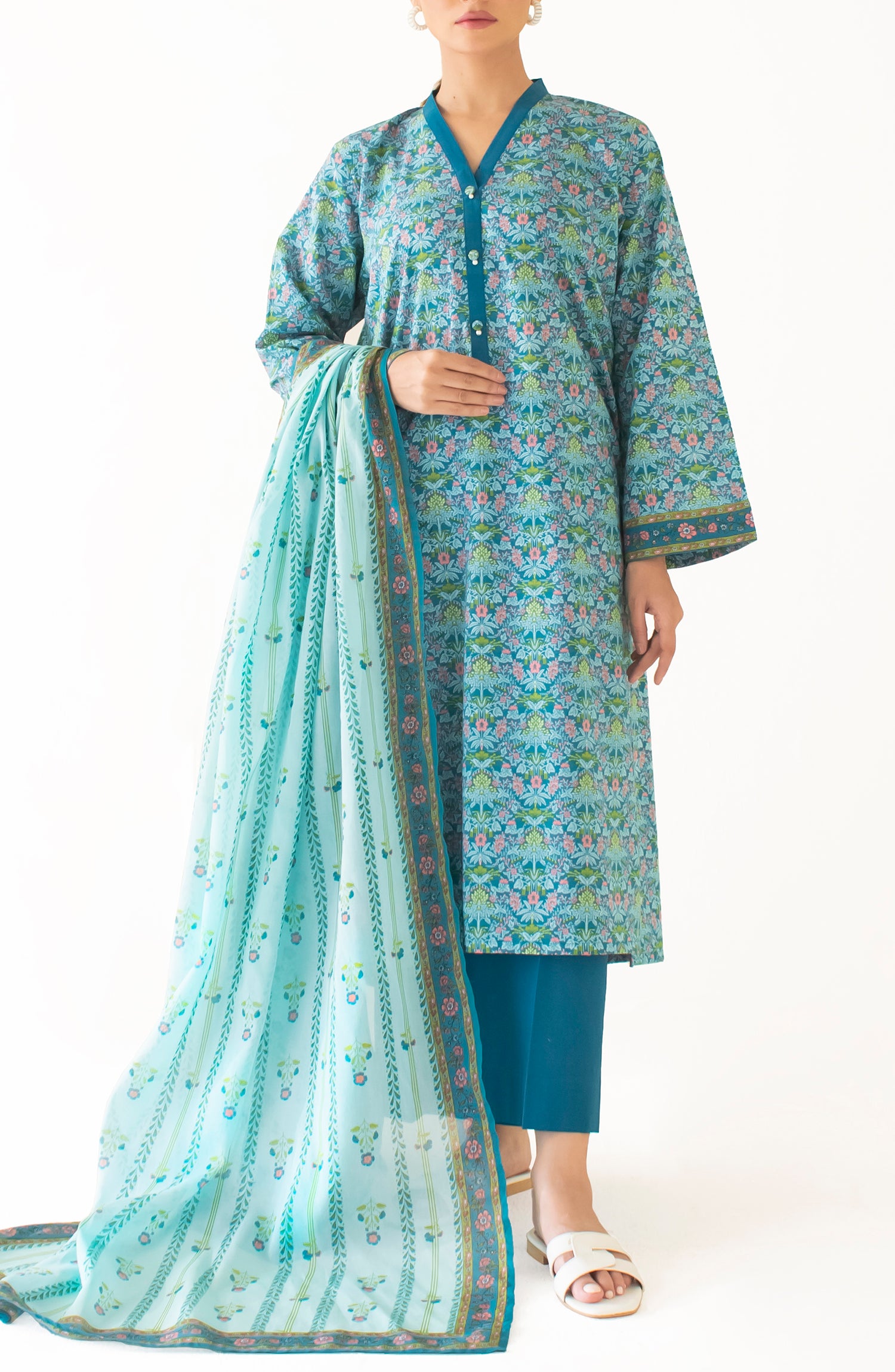 Stitched Printed Shirt Dupatta & Pant - 3 Piece - OTL-24-216