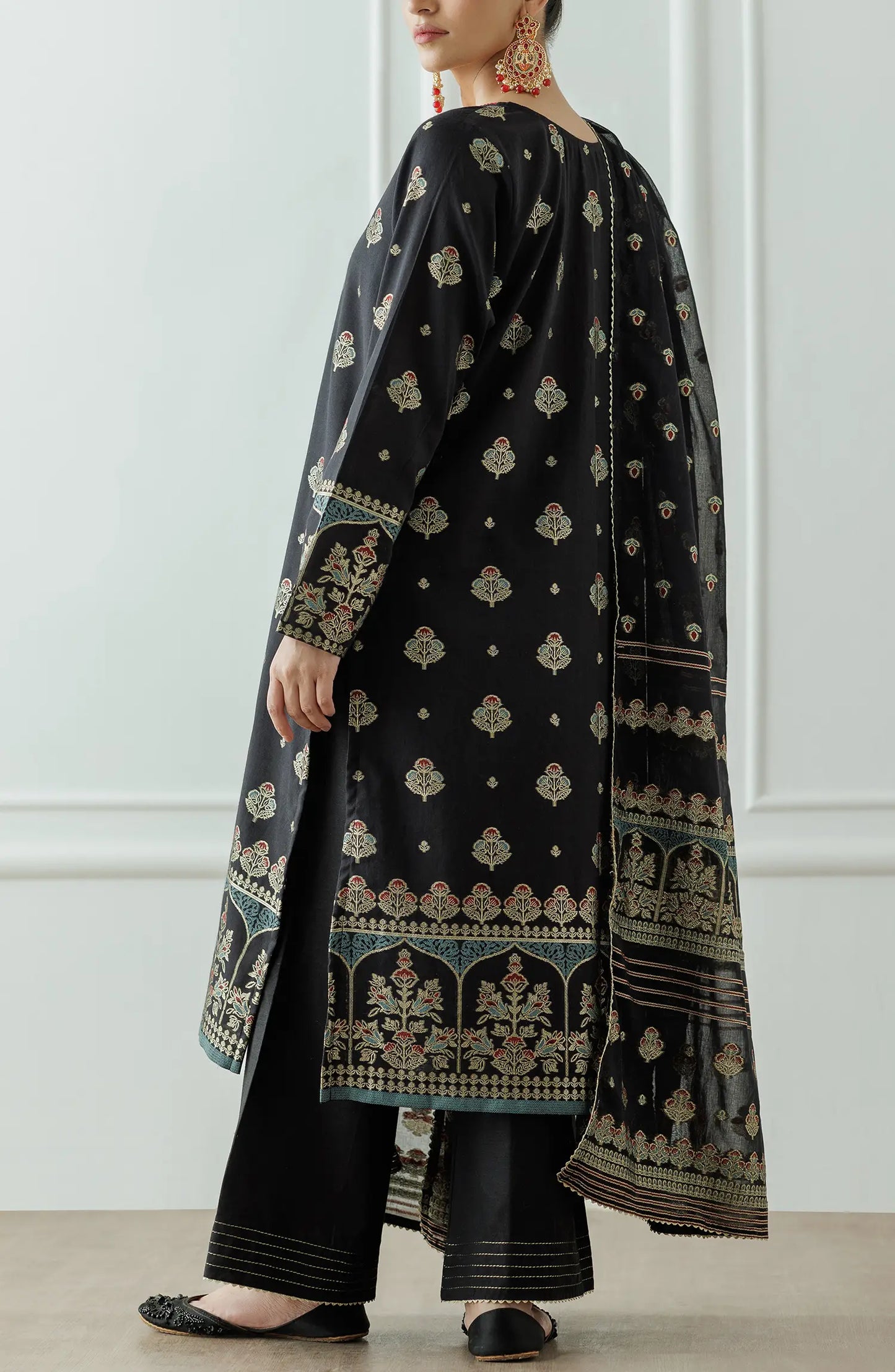 Unstitched Printed Lawn Jacquard Shirt Dupatta & Pant - 3 Piece - OTL-25-010