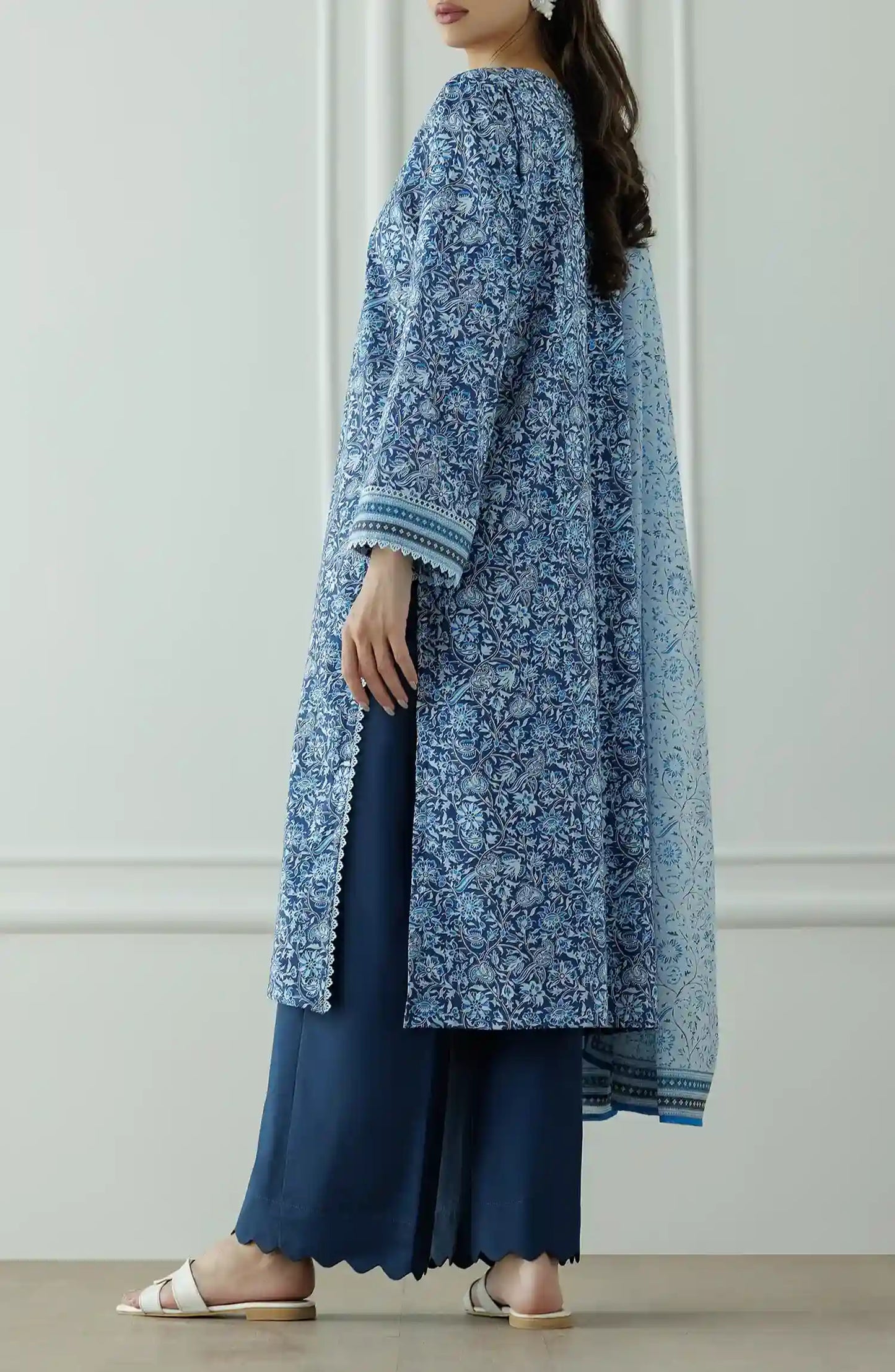 UNSTITCHED Printed Lawn Shirt Dupatta & Pant - 3 Piece - OTL-25-044