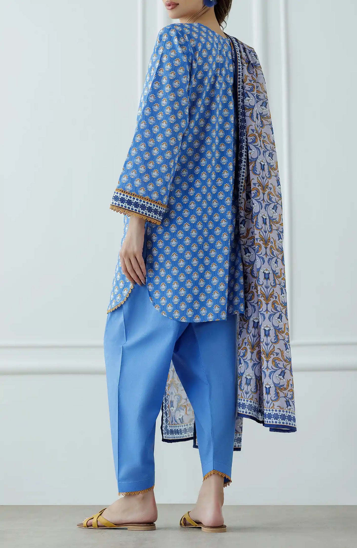 UNSTITCHED Printed Lawn Shirt Dupatta & Pant - 3 Piece Suits - OTL-25-061