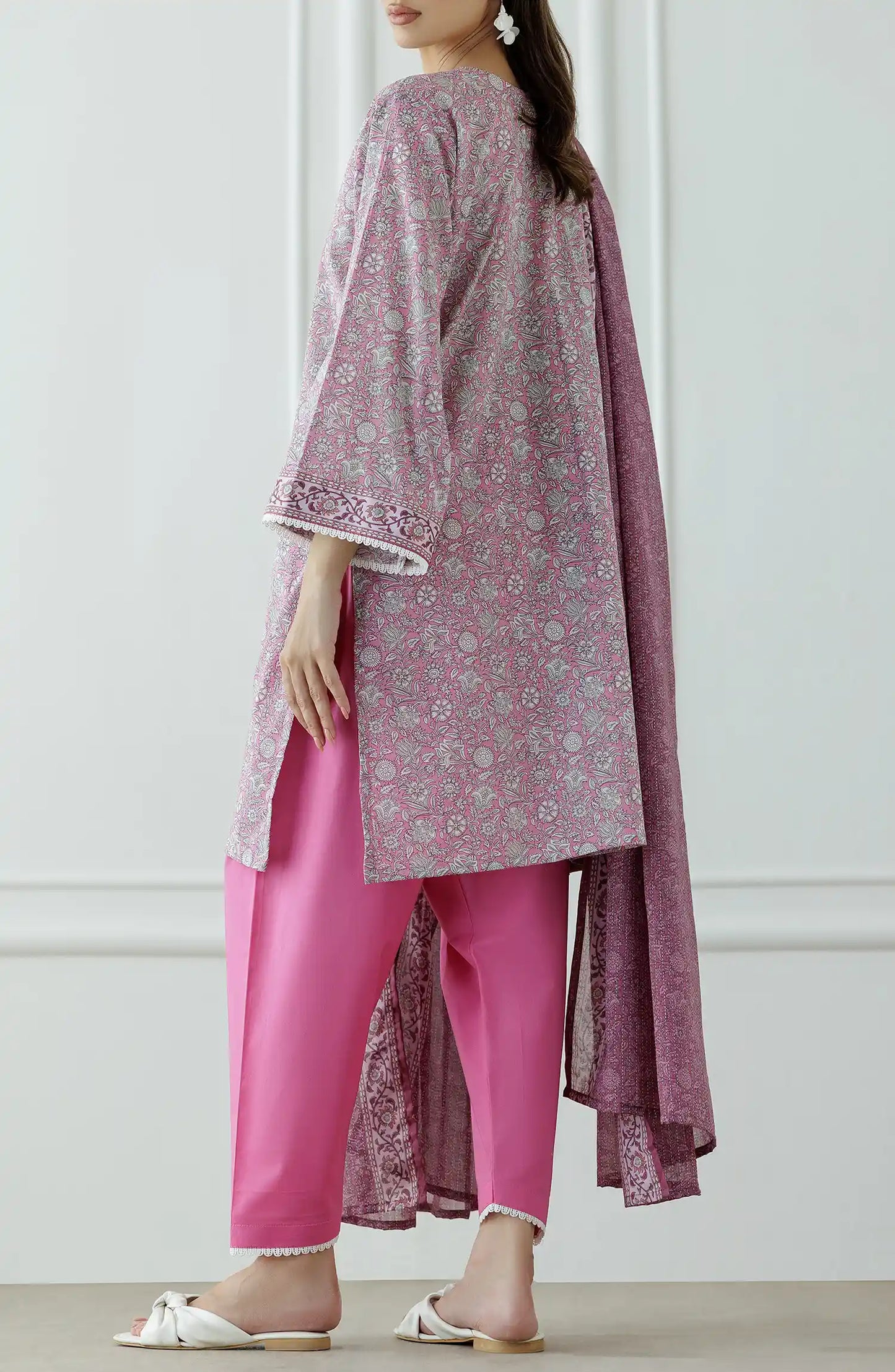 UNSTITCHED Printed Lawn Shirt Dupatta & Pant - 3 Piece Suits - OTL-25-309