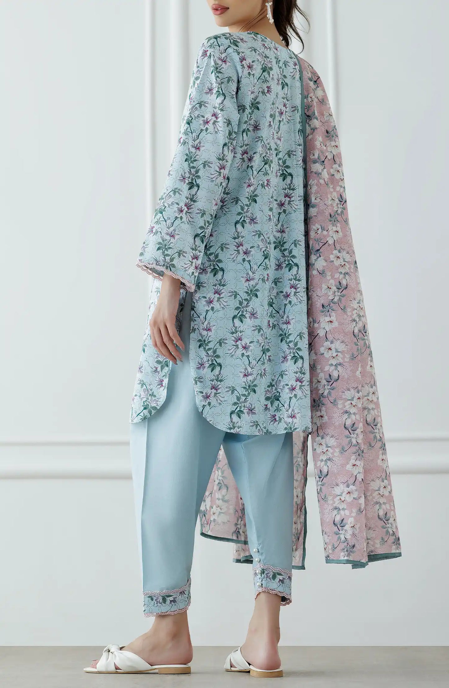 UNSTITCHED Printed Lawn Shirt Dupatta & Pant - 3 Piece Suits - OTL-25-328