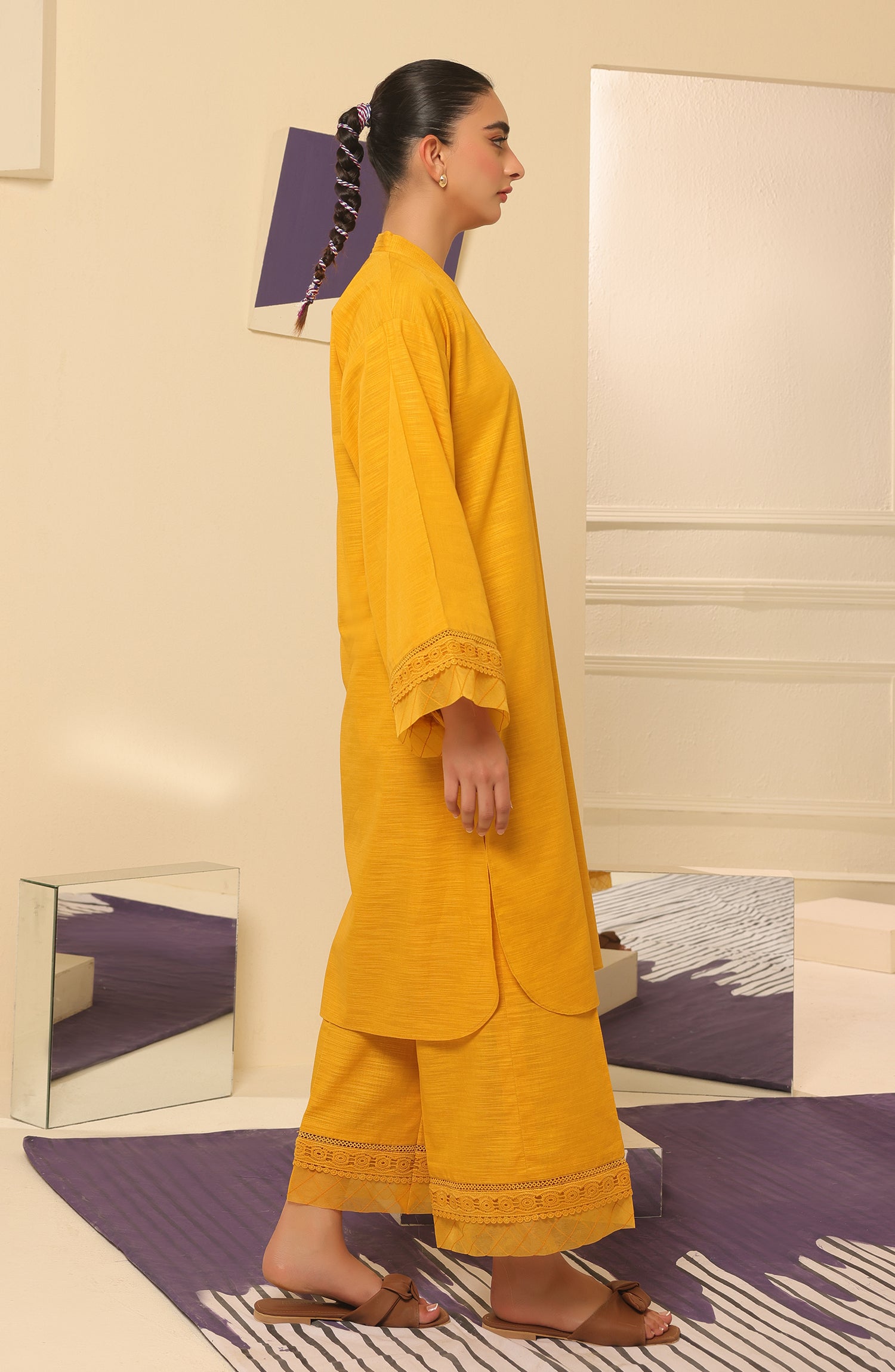 WRCK23W-2005 COTTON TEXTURED Women READY TO WEAR SHIRT PANTS