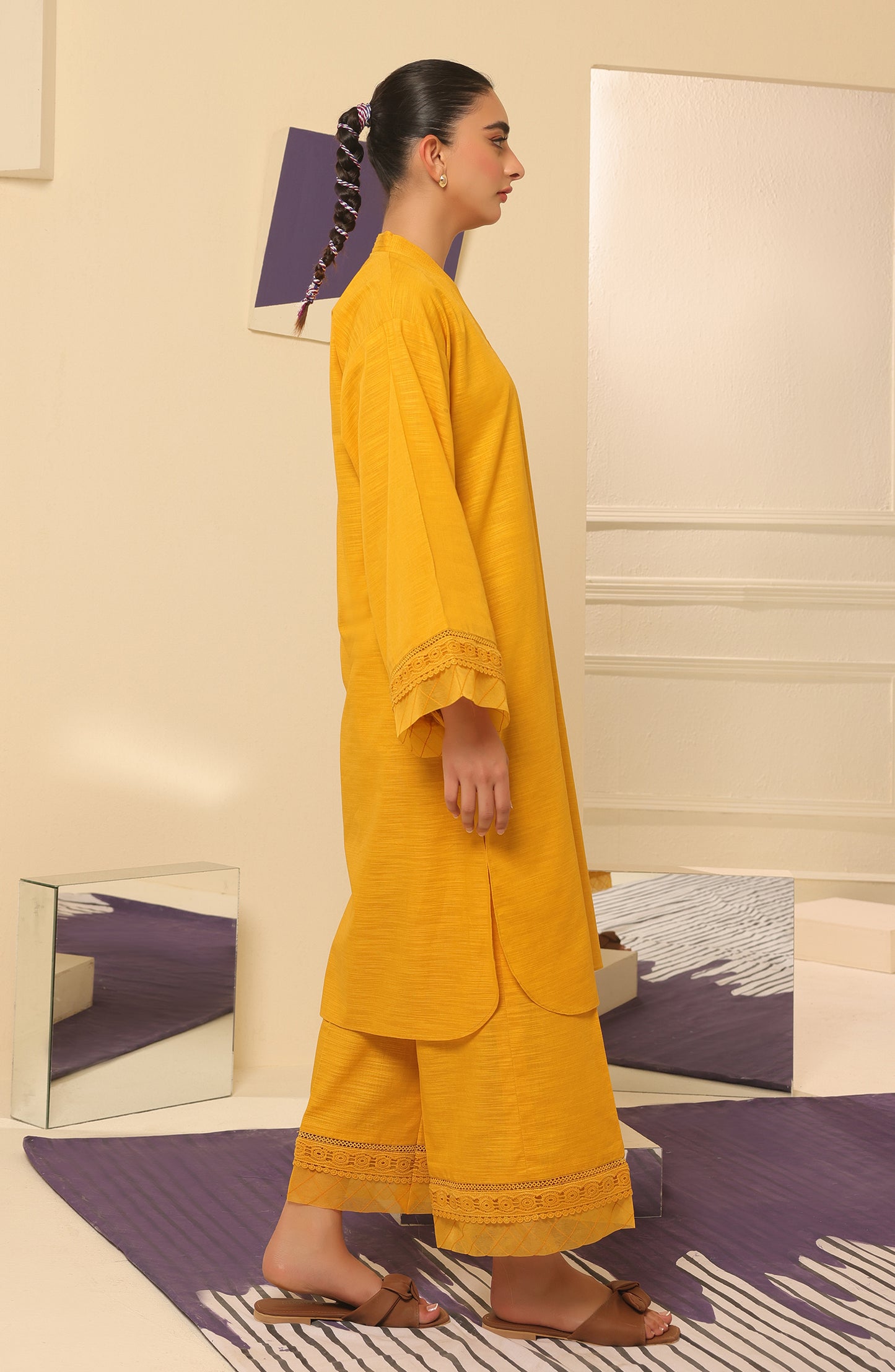 WRCK23W-2005 COTTON TEXTURED Women READY TO WEAR SHIRT PANTS