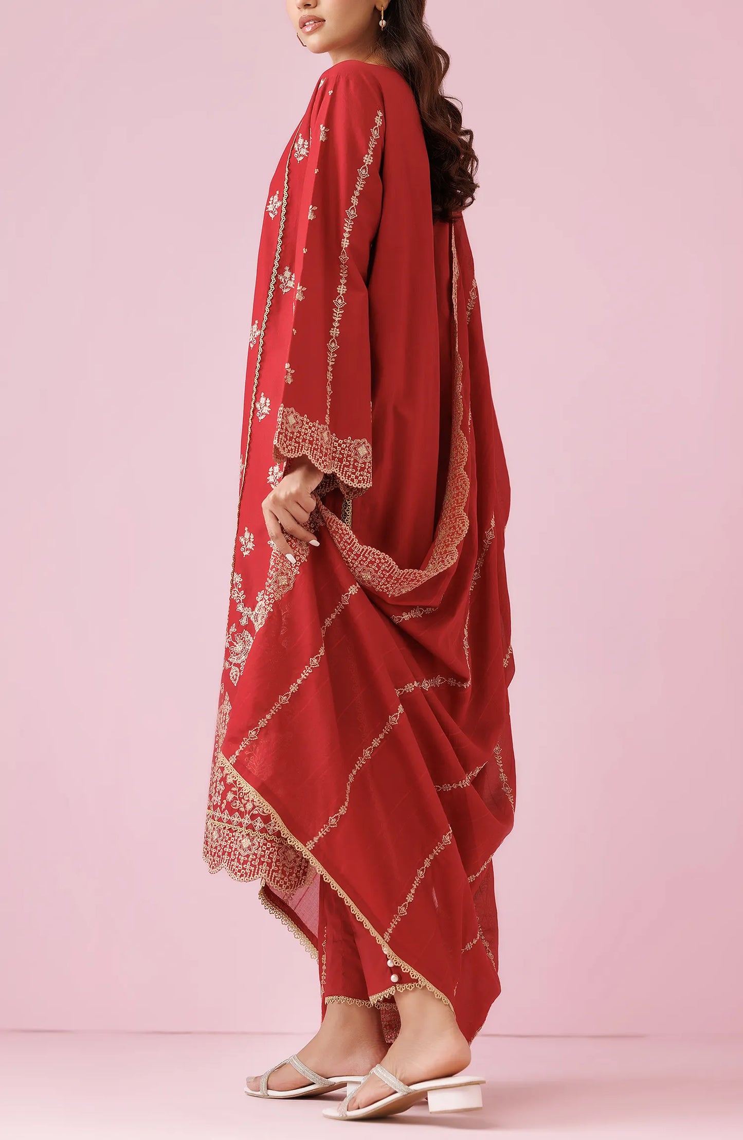 WRFC24S-3009/U RED LAWN Women UNSTITCHED SHIRT DUPATTA PANTS