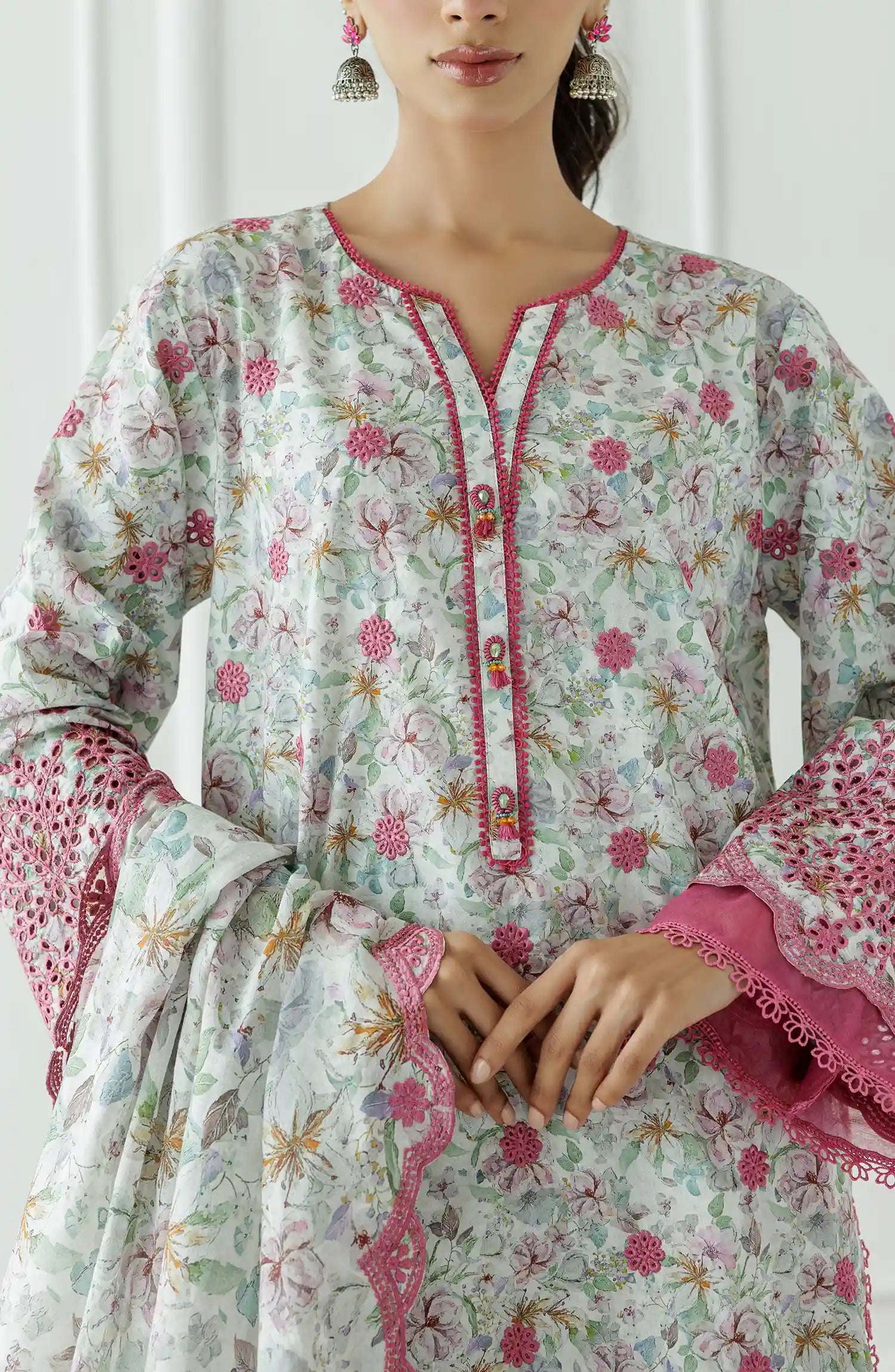 UNSTITCHED Chikankari  Shirt Dupatta & Pant - 3 Piece - WRFC25S-3016