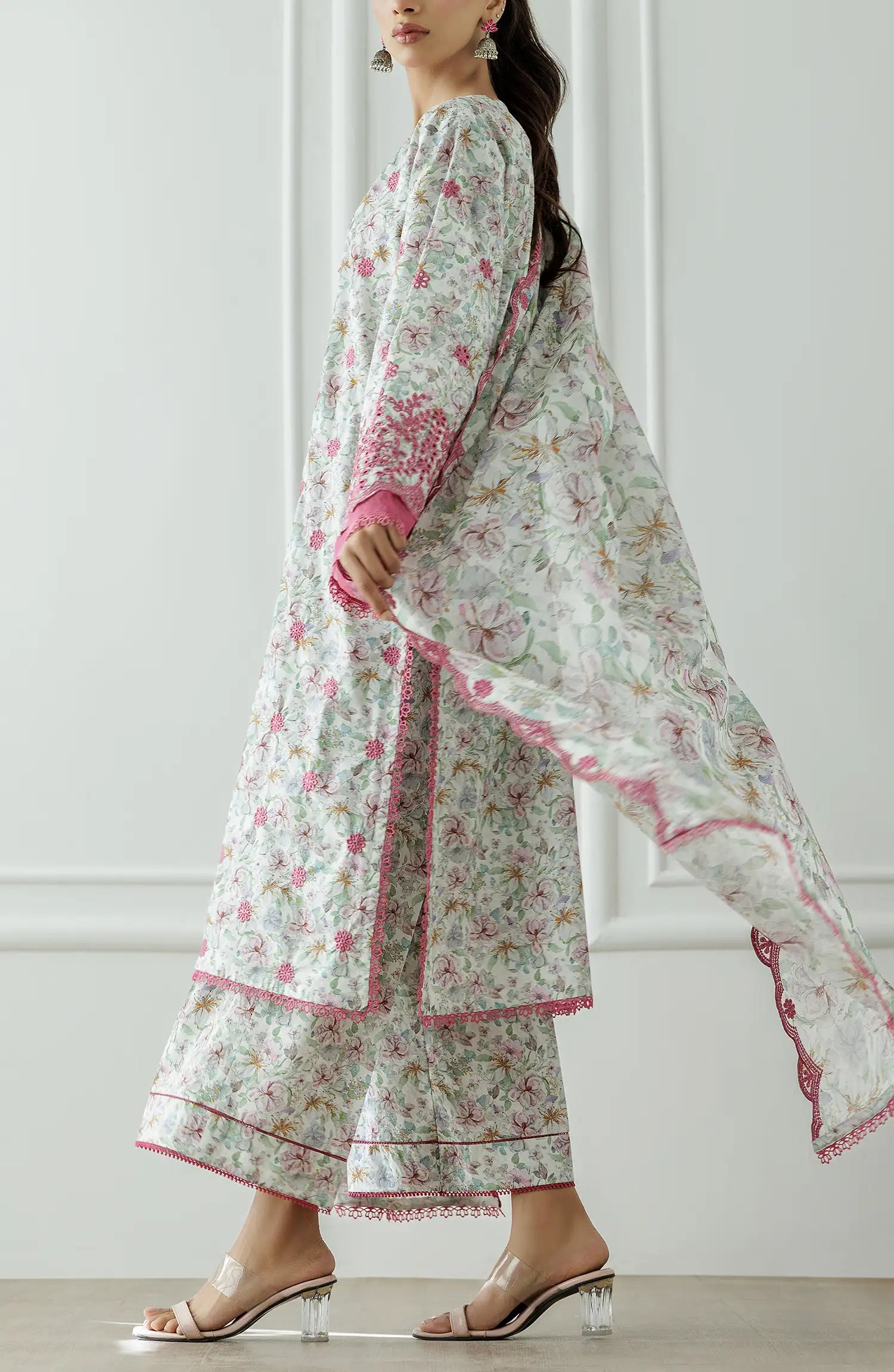 UNSTITCHED Chikankari  Shirt Dupatta & Pant - 3 Piece - WRFC25S-3016