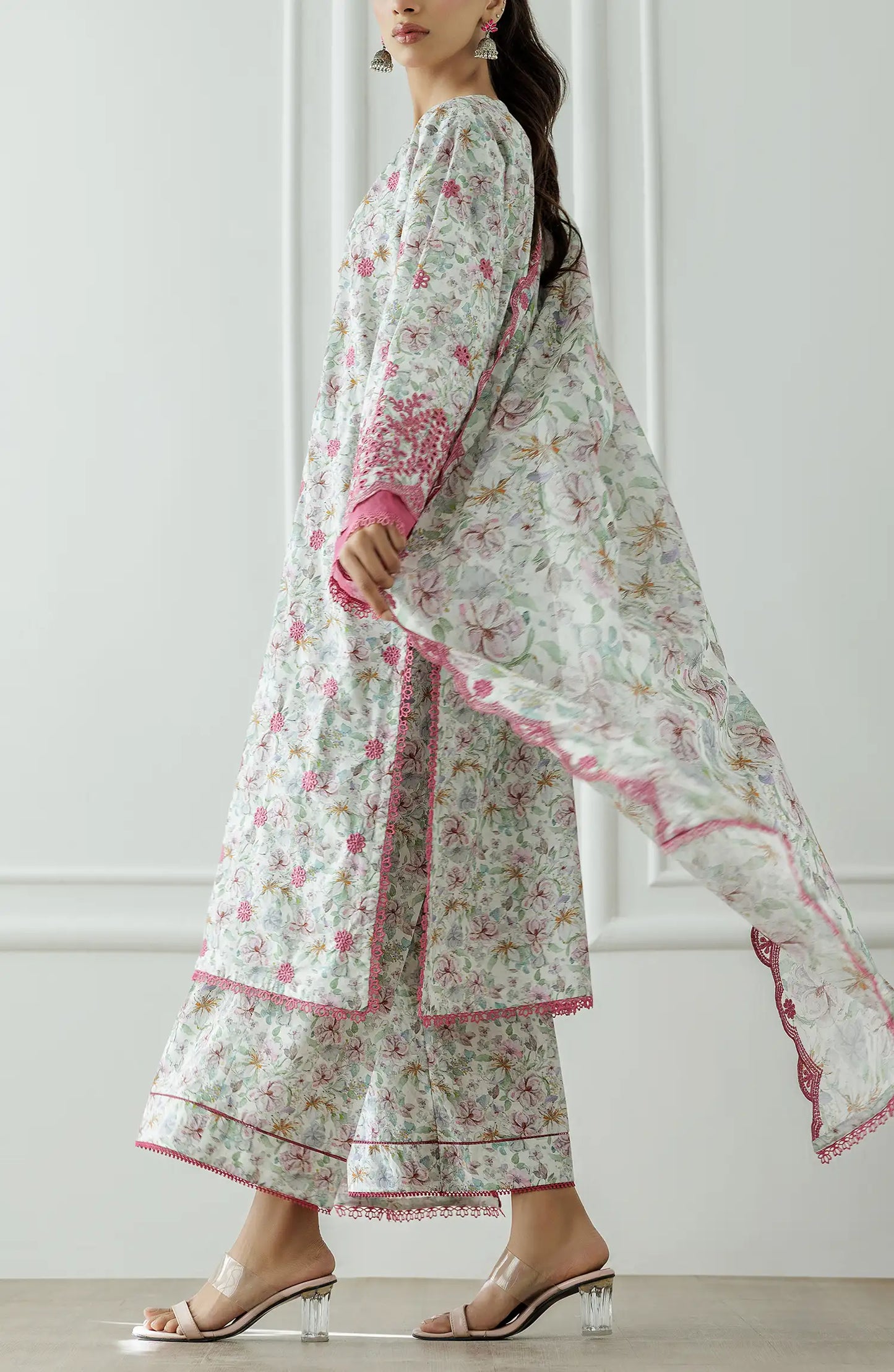 UNSTITCHED Chikankari  Shirt Dupatta & Pant - 3 Piece - WRFC25S-3016