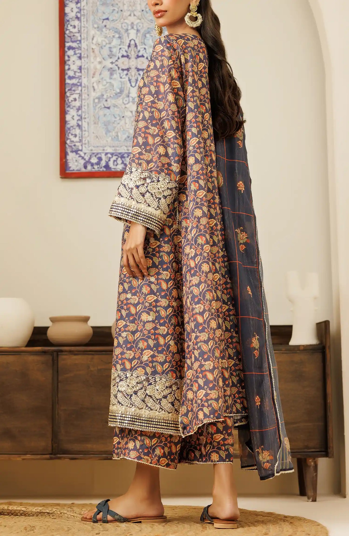 Unstitched Shirt Dupatta & Pant 3 Piece-WRFC25S-3004
