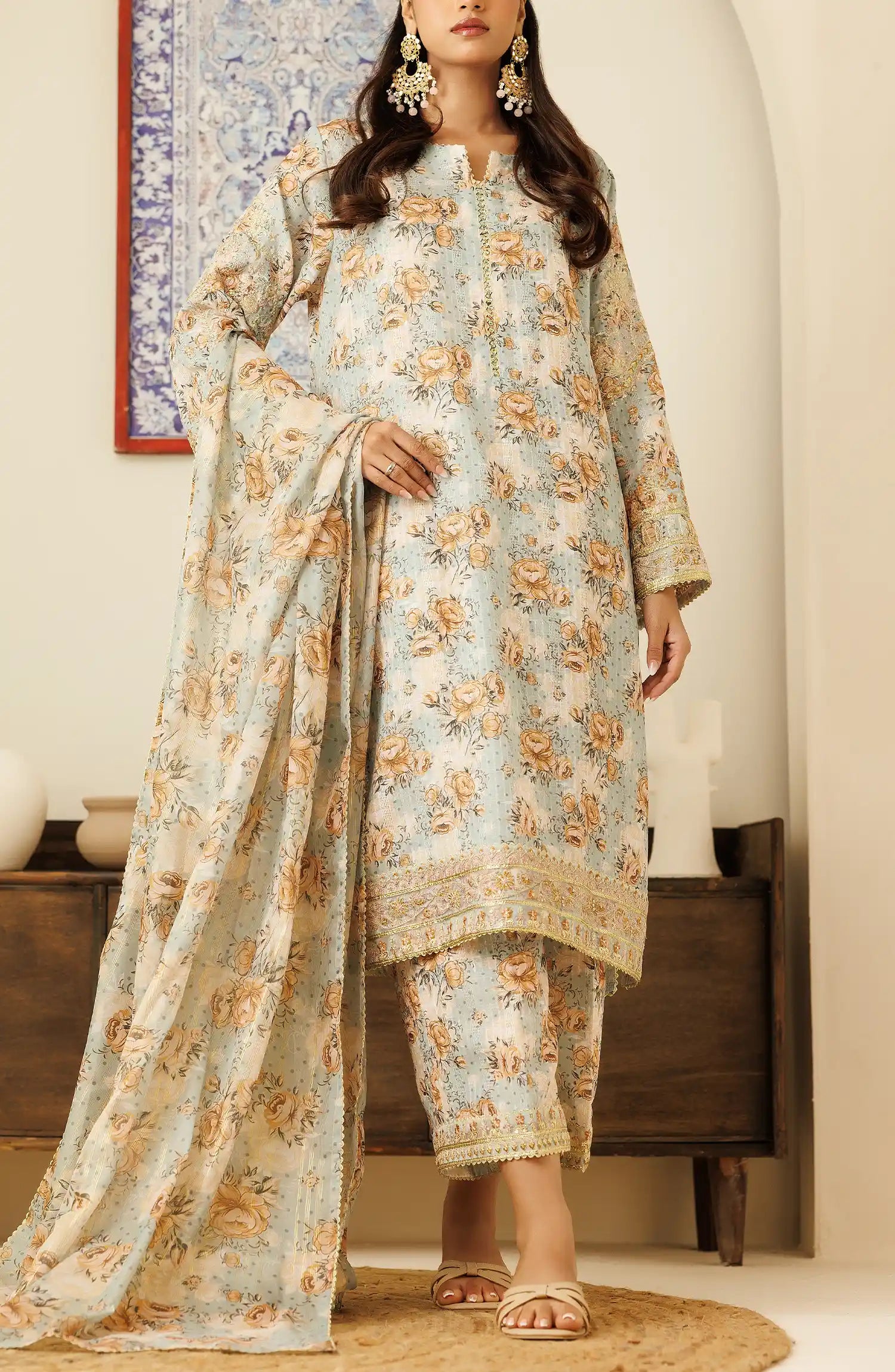Unstitched Luxury Festive Formal Shirt Dupatta & Pant - 3 Piece - WRFZ24S-3004