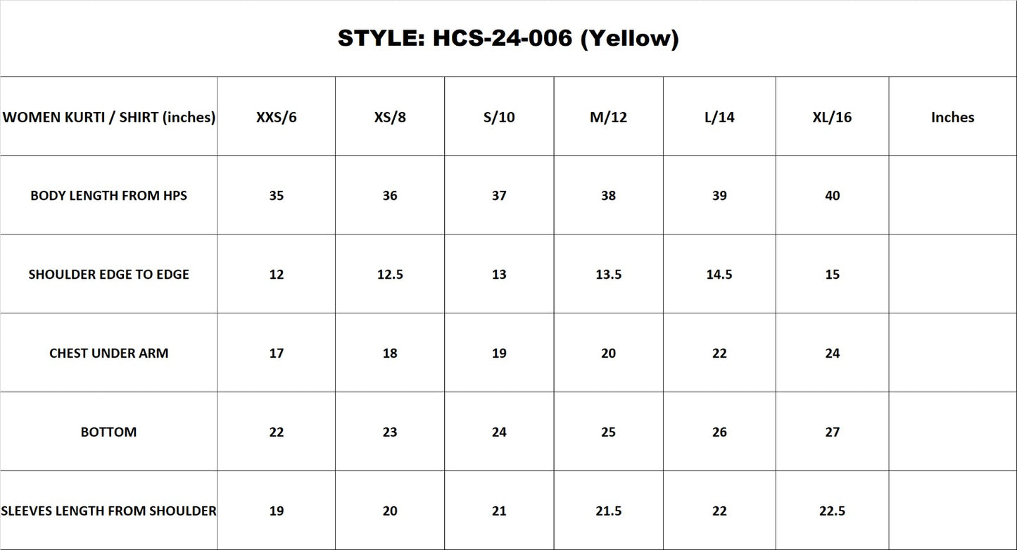 HCS-24-006/S YELLOW LAWN SCSHIRT READY TO WEAR SHIRT