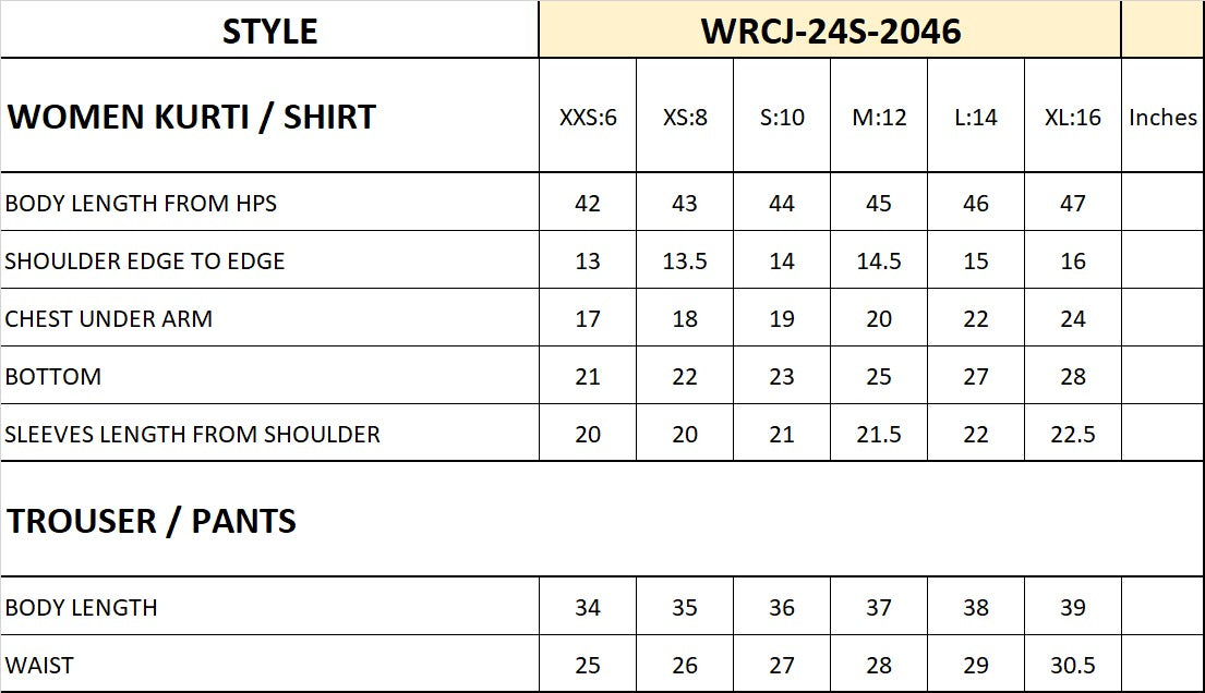 WRCJ24S-2046 JACQUARD Women READY TO WEAR SHIRT PANTS