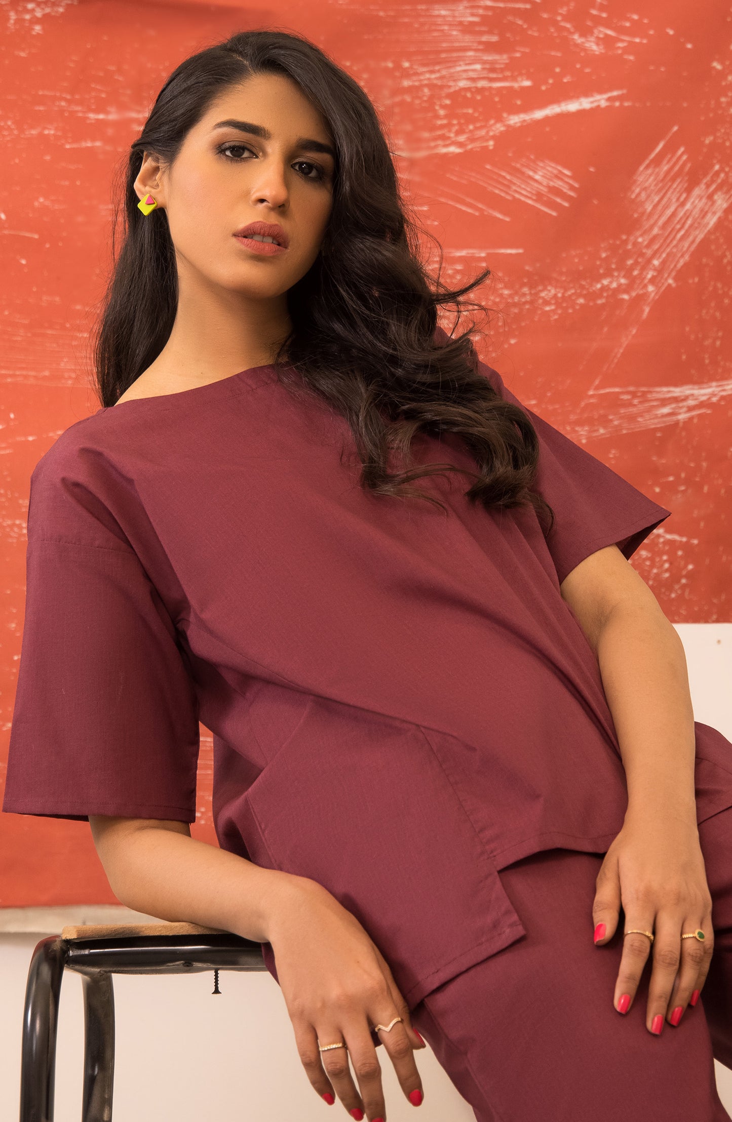 NRS-010/S MAROON COTTON  READY TO WEAR SHIRT PANTS