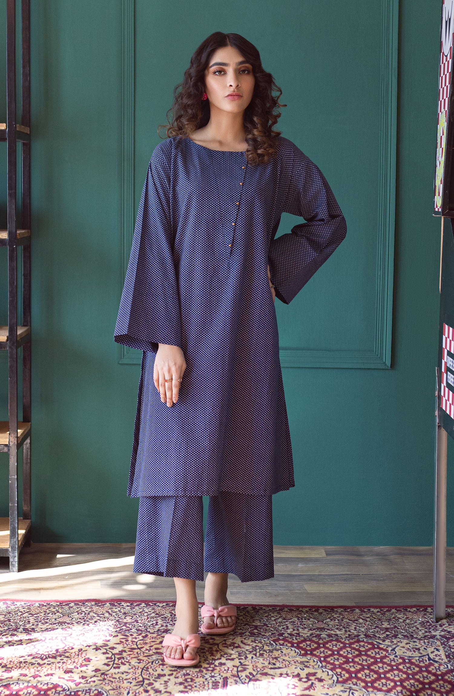 NW-MS-PL-23-006 BLUE  COTTON  READY TO WEAR SHIRT PANTS