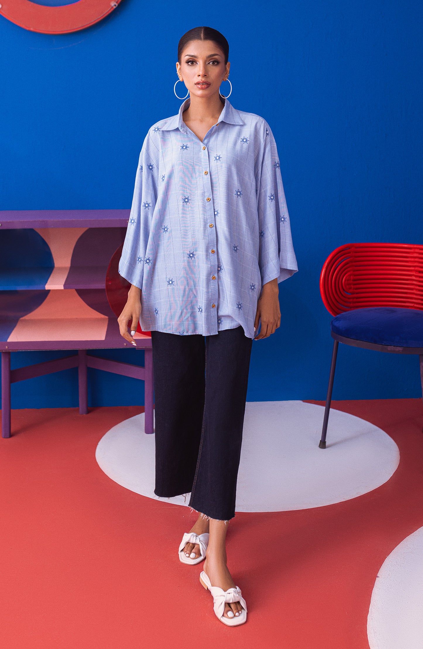 NW-CT-E-23-003 BLUE COTTON SCSHIRT READY TO WEAR SHIRT