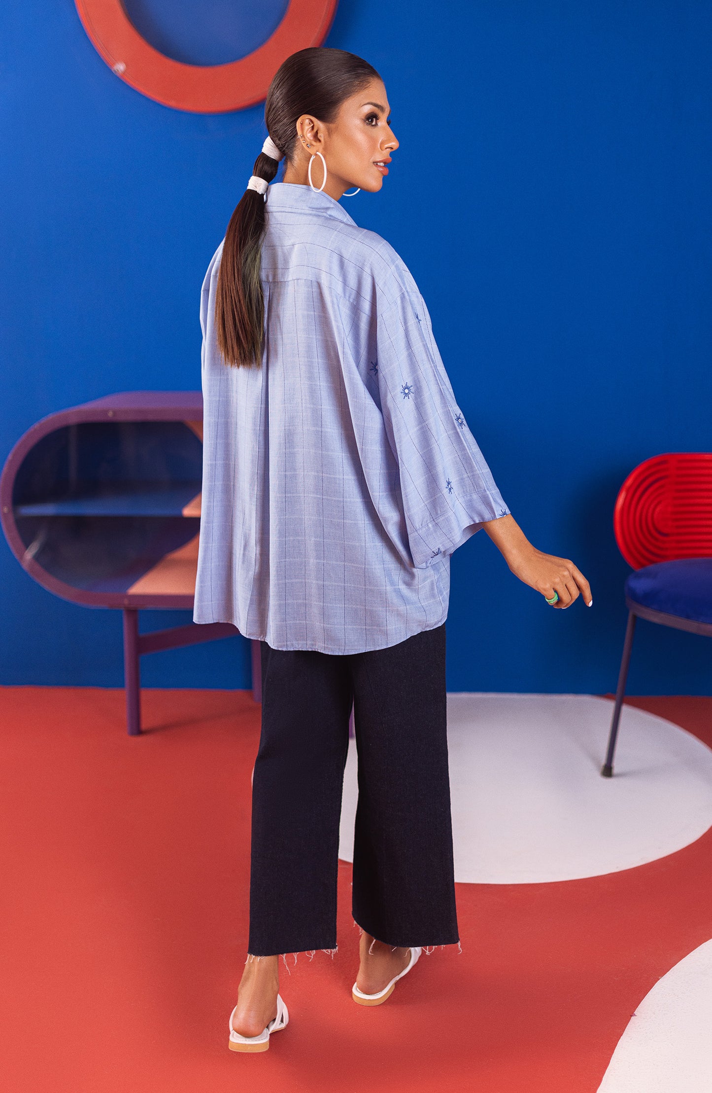 NW-CT-E-23-003 BLUE COTTON SCSHIRT READY TO WEAR SHIRT