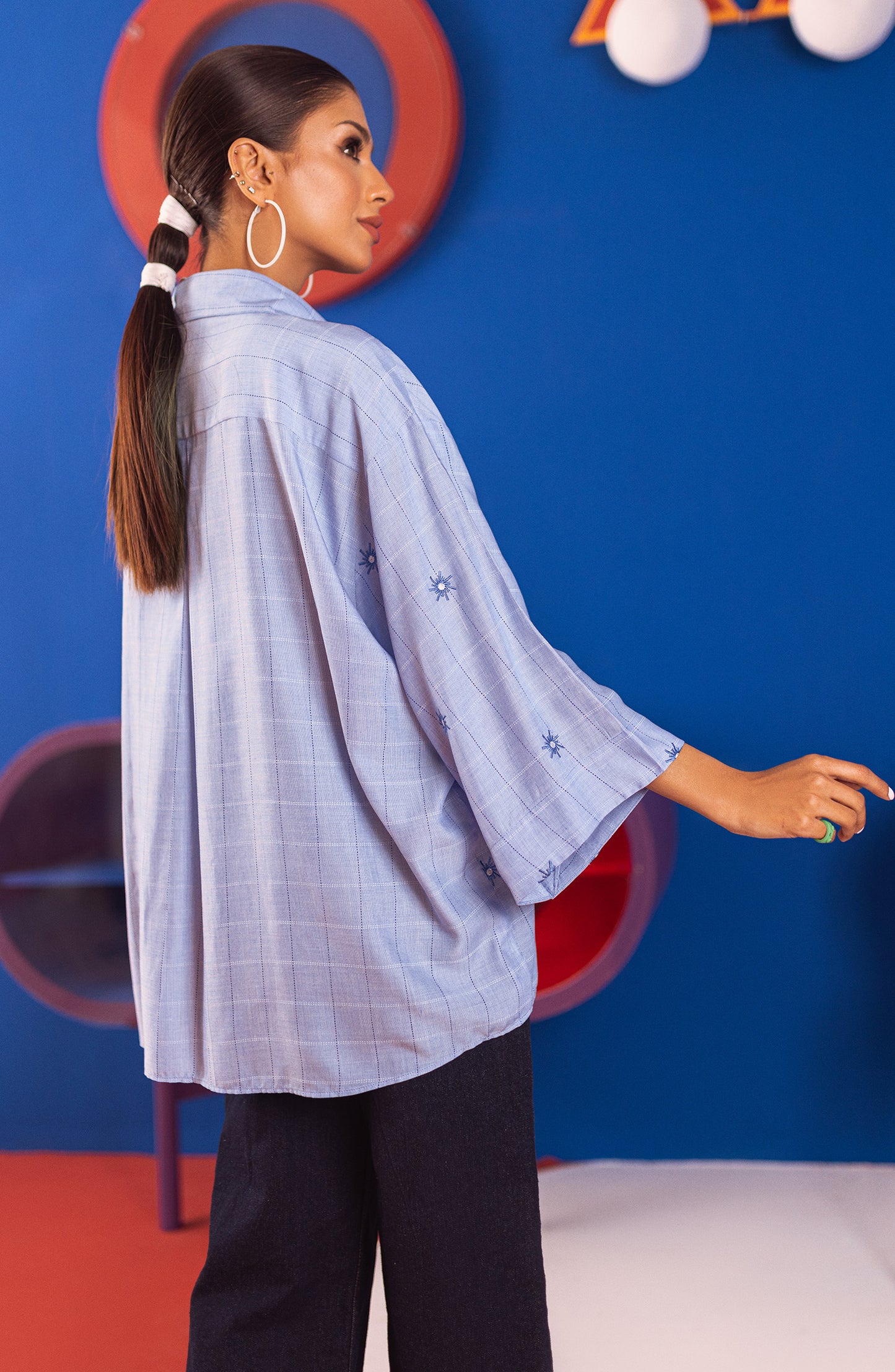 NW-CT-E-23-003 BLUE COTTON SCSHIRT READY TO WEAR SHIRT