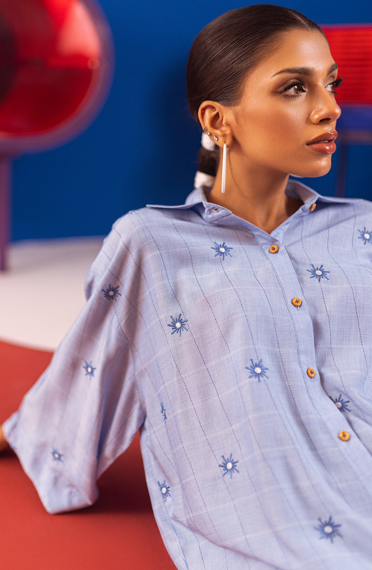 NW-CT-E-23-003 BLUE COTTON SCSHIRT READY TO WEAR SHIRT