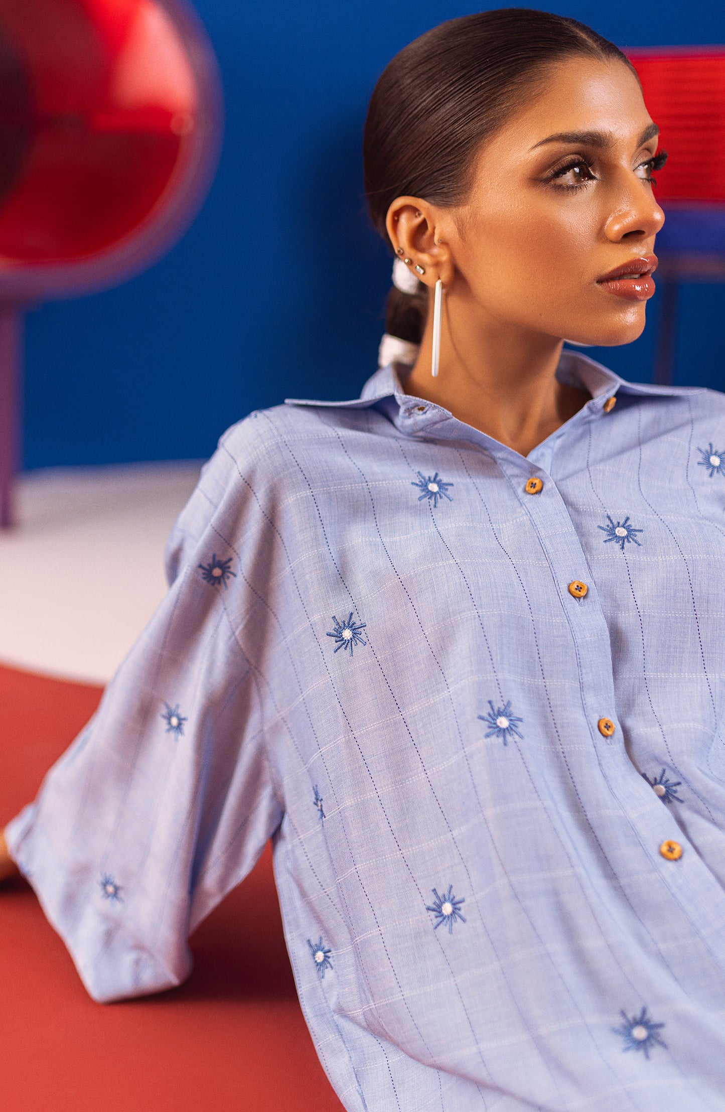 NW-CT-E-23-003 BLUE COTTON SCSHIRT READY TO WEAR SHIRT