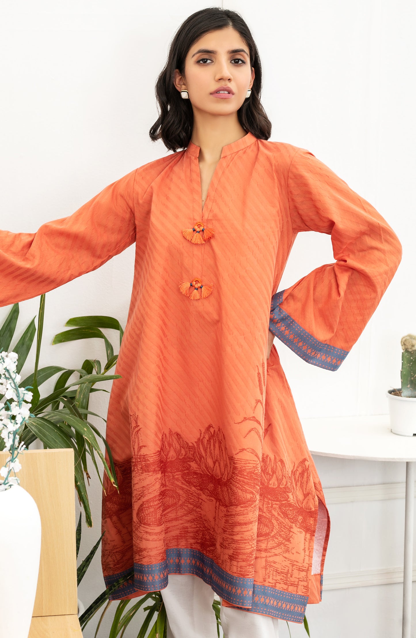 HCS-22-066/U PEACH JACQUARD SCSHIRT UNSTITCHED SHIRT