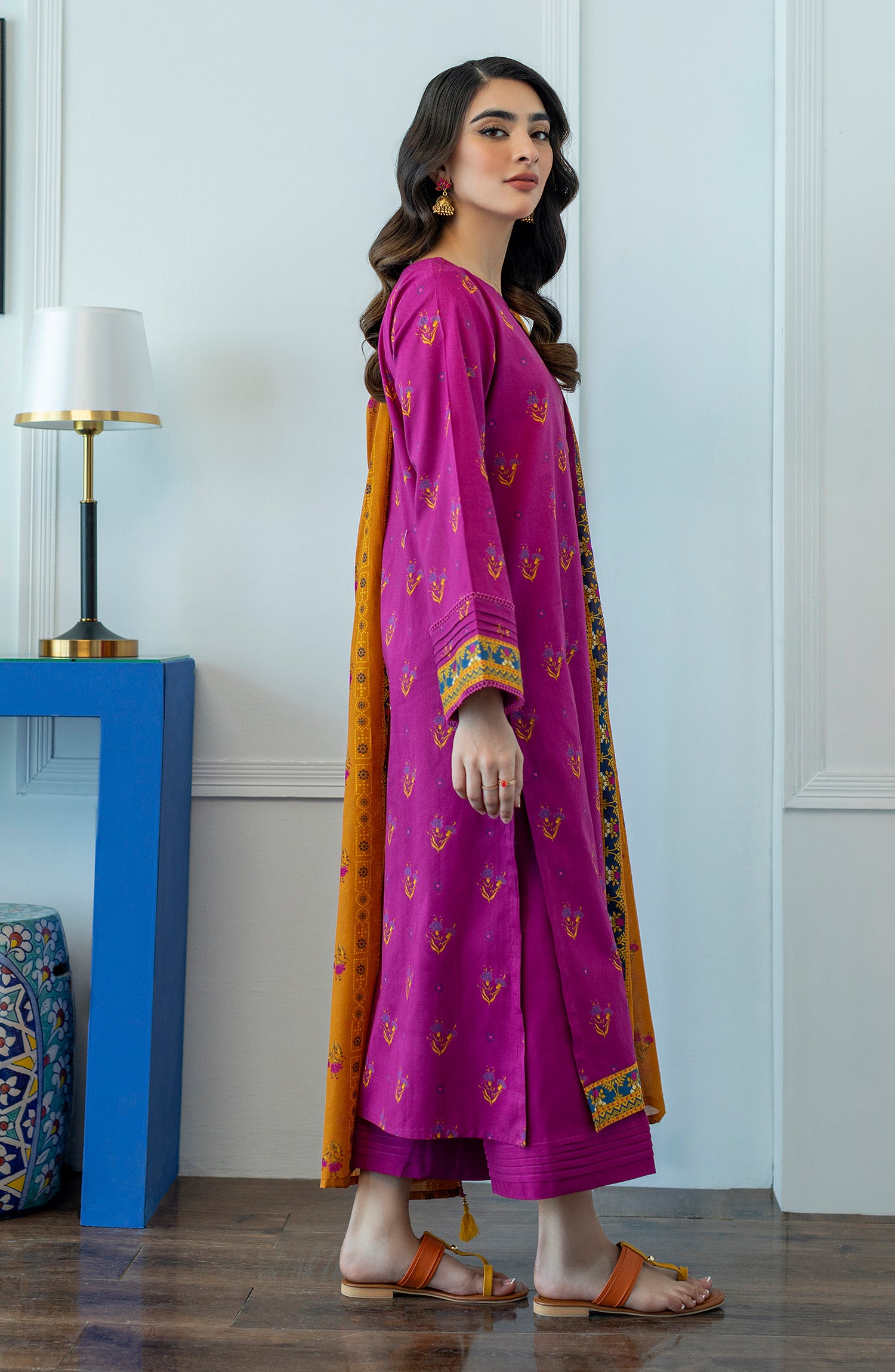 OTL-23-019/U MAGENTA LAWN  UNSTITCHED SHIRT DUPATTA PANTS