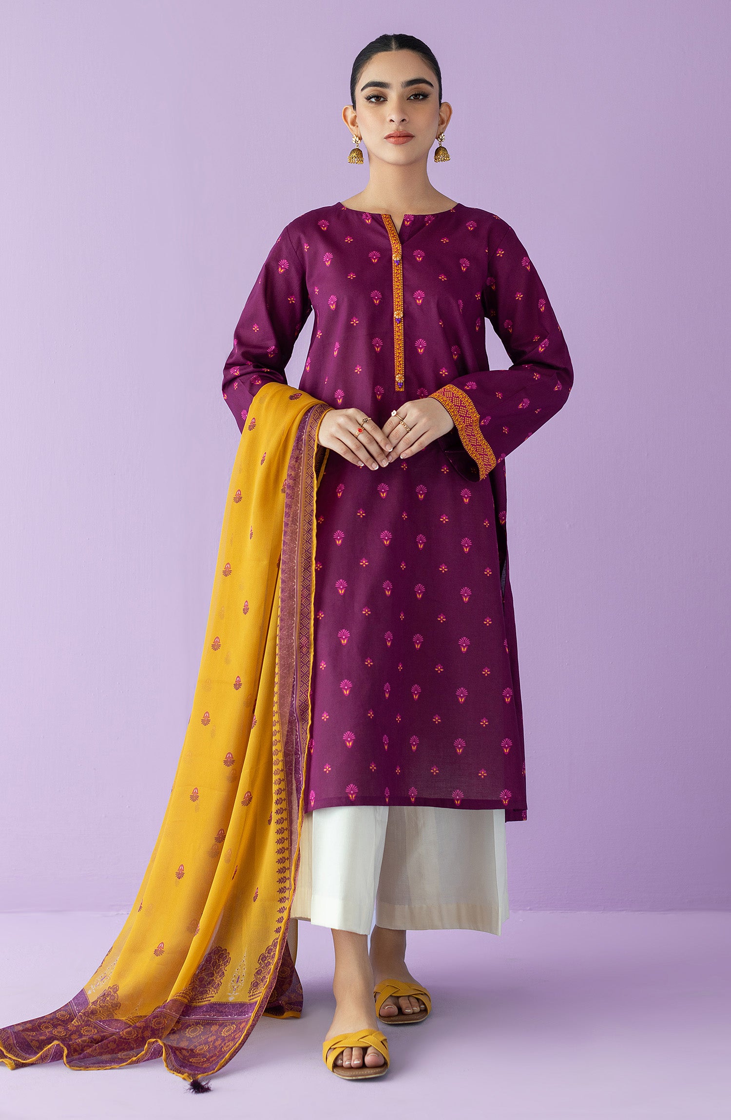 NRDS-23-044/U MAGENTA LAWN  UNSTITCHED SHIRT DUPATTA