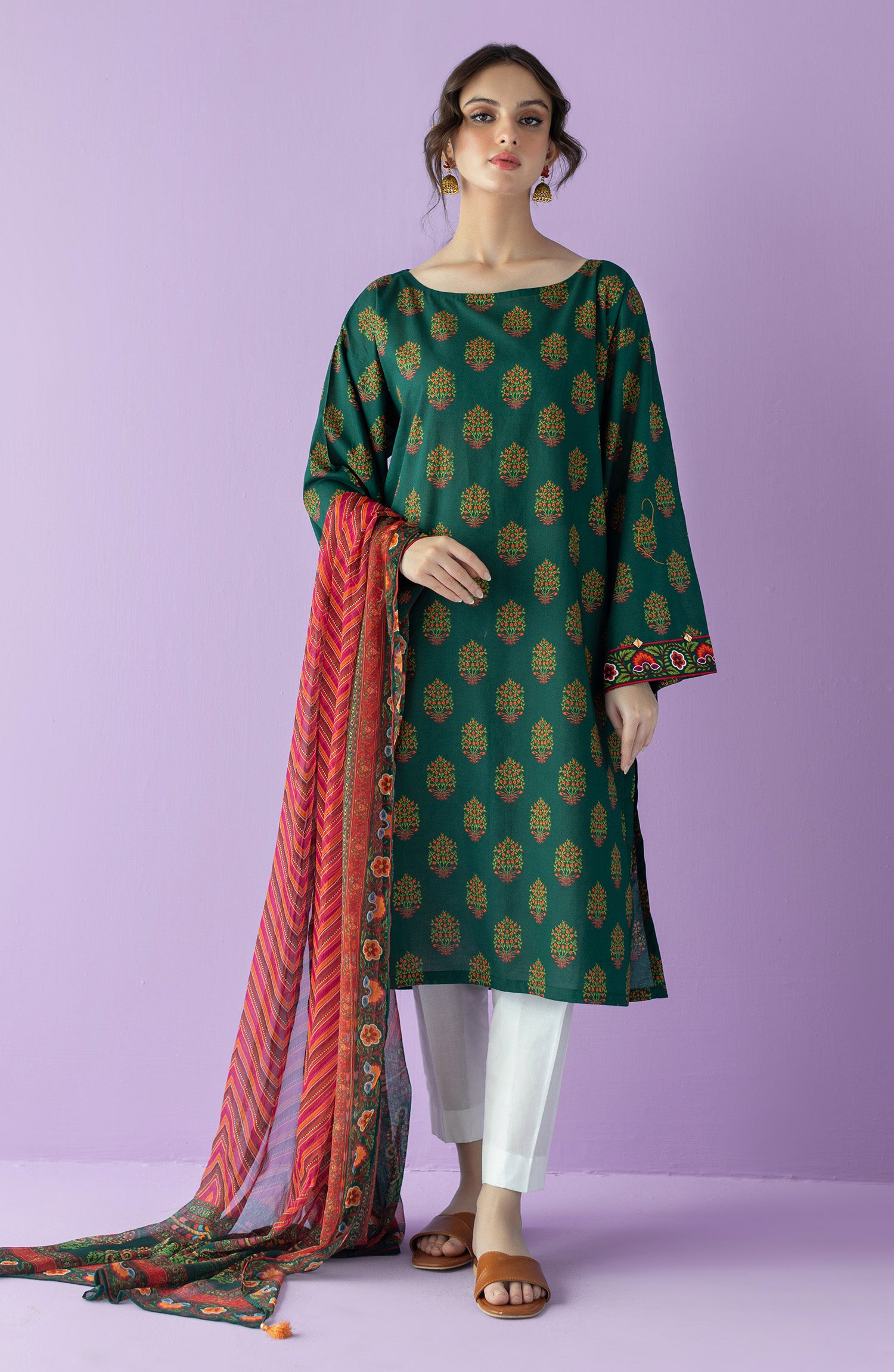 NRDS-23-041/U GREEN LAWN UNSTITCHED SHIRT DUPATTA