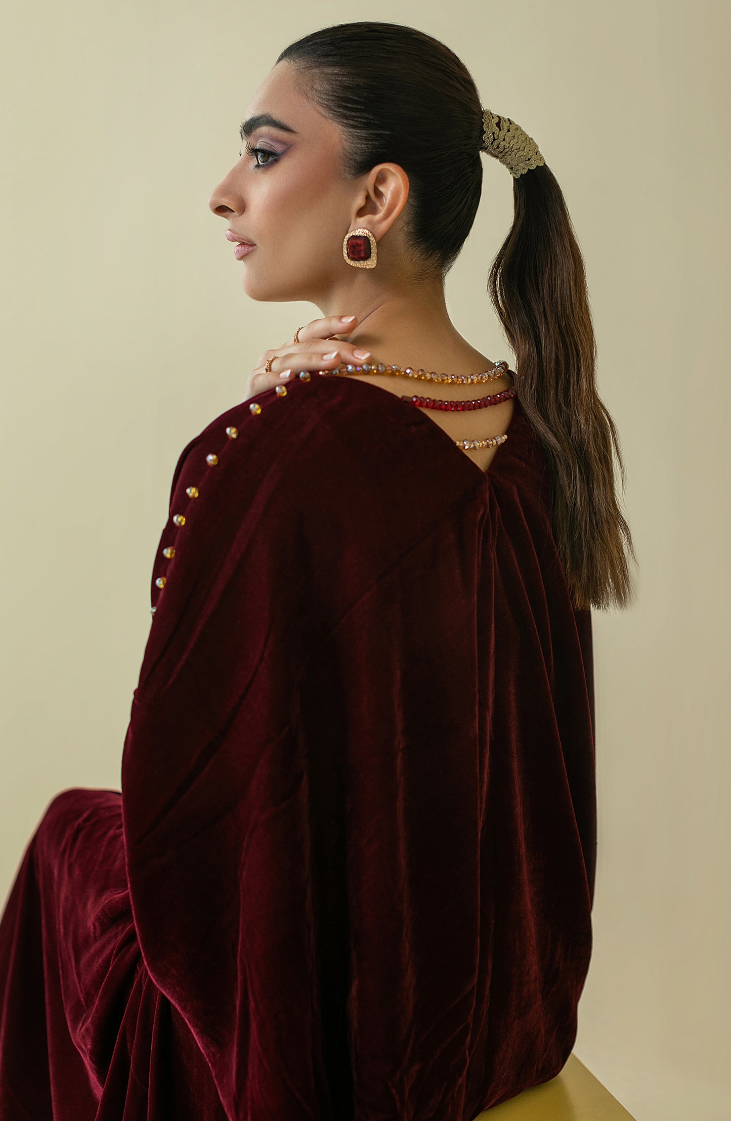 NF-S-22-002 MAROON VELVET SCSHIRT READY TO WEAR SHIRT