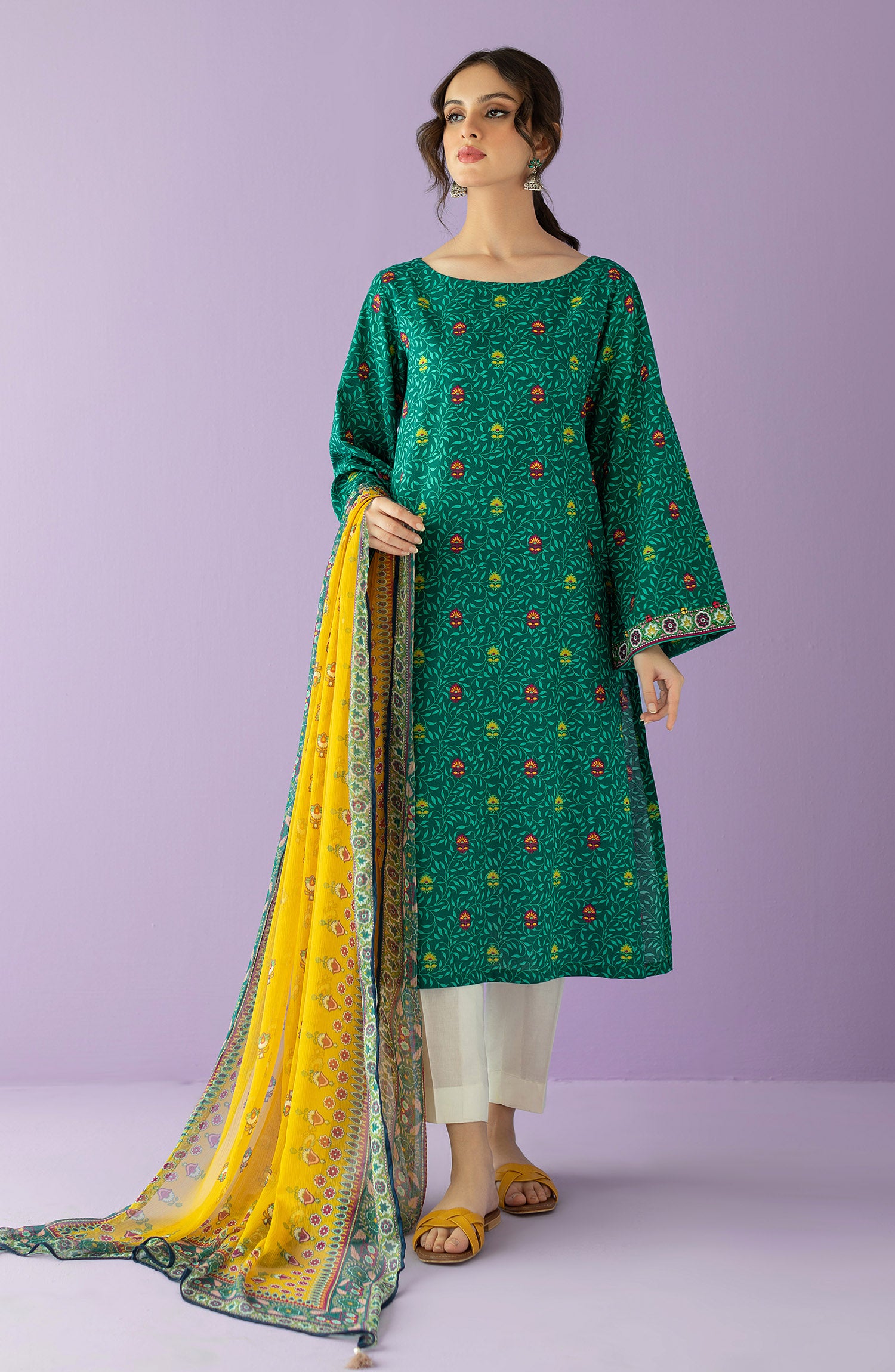 NRDS-23-046/U GREEN LAWN  UNSTITCHED SHIRT DUPATTA