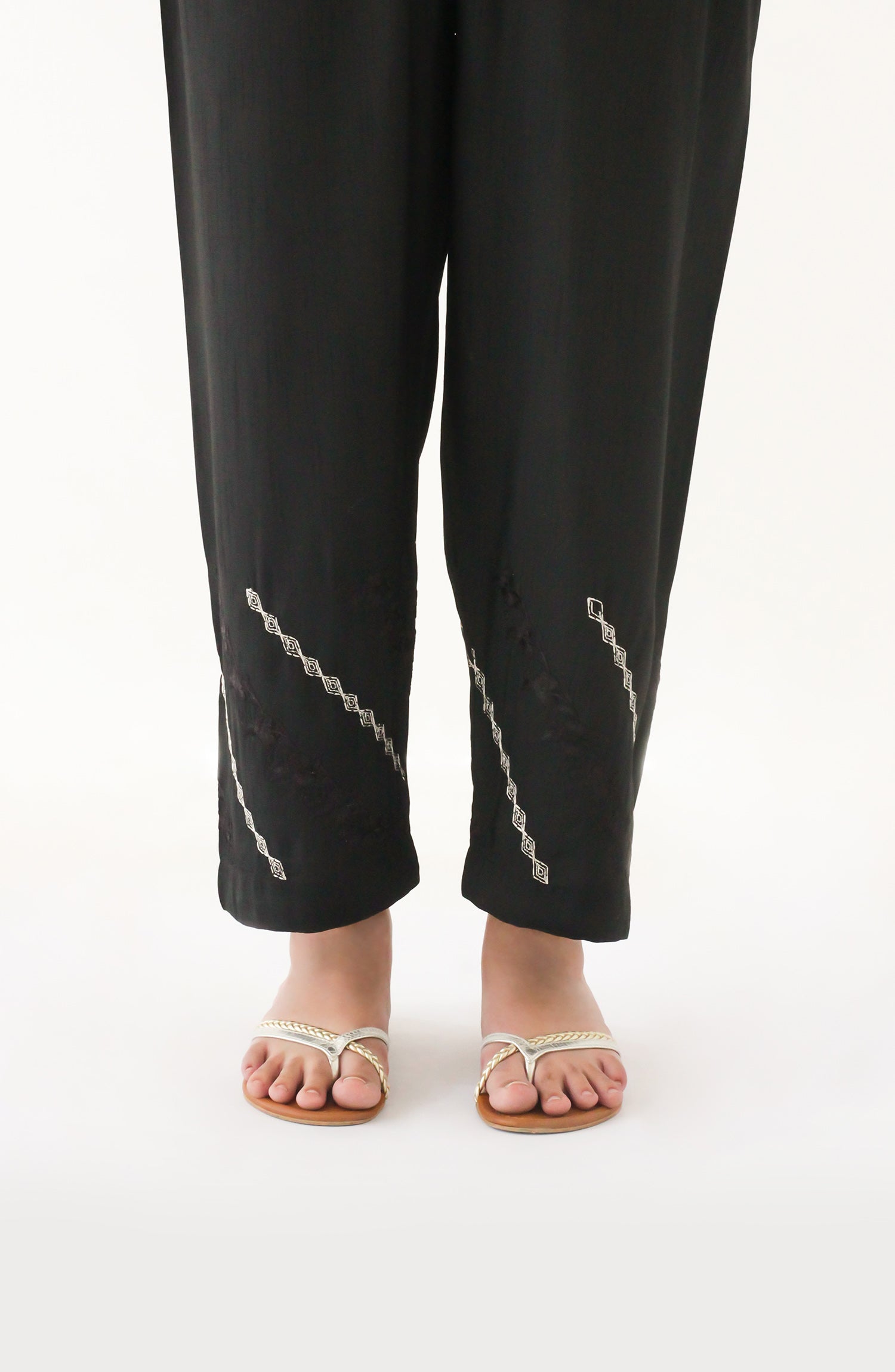 NRPE-75/S BLACK RAW SILK SCPANTS STITCHED BOTTOMS PANTS