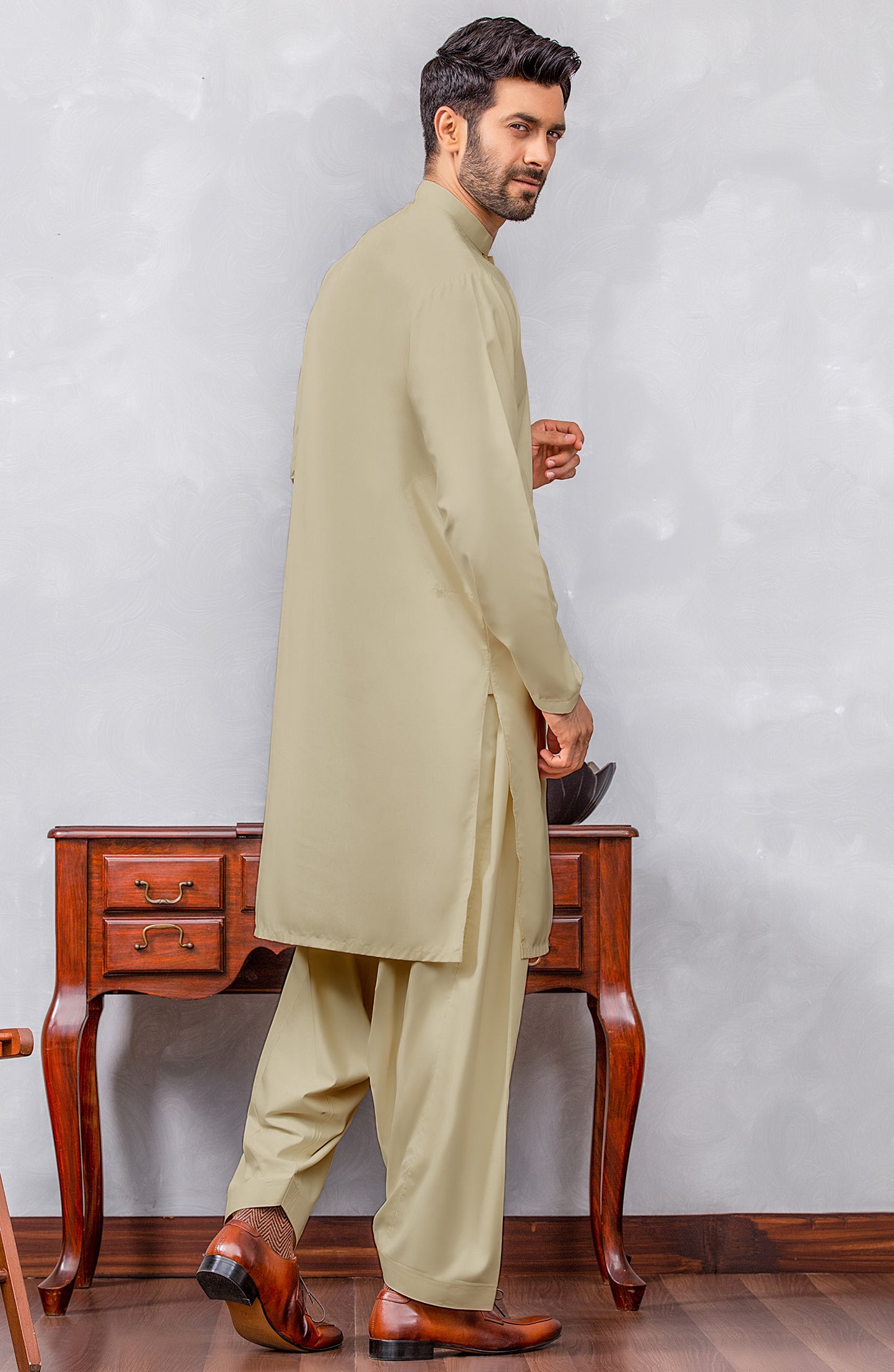 OMM-22-004/S BEIGE PREMIUM COTTON READY TO WEAR KAMEEZ SHALWAR