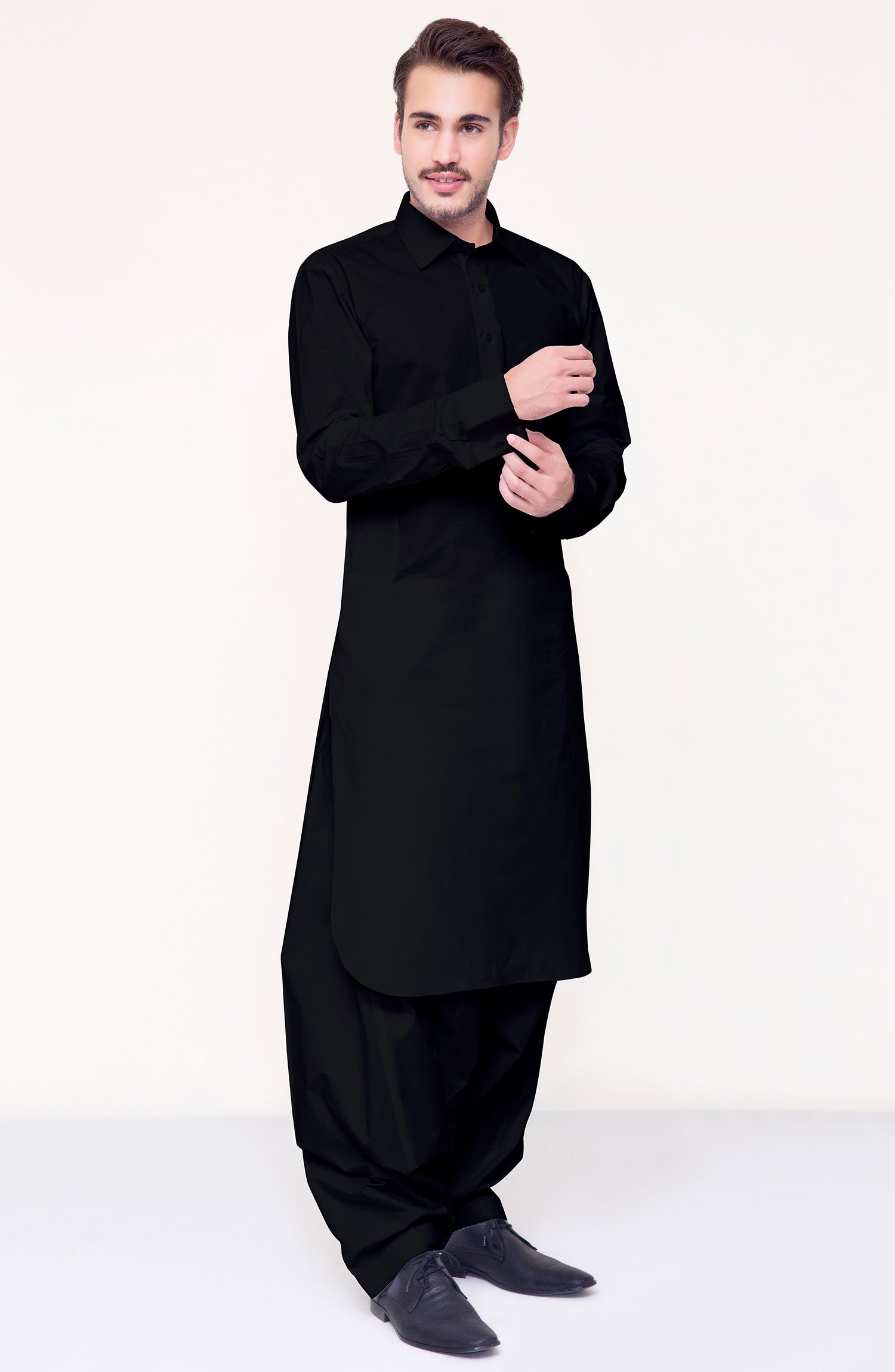 OMM-22-006/S BLACK PREMIUM COTTON  READY TO WEAR KAMEEZ SHALWAR