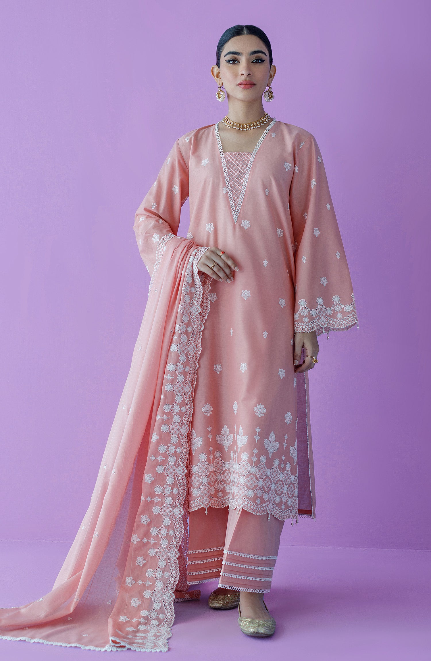 OTLF-23-012/U PEACH LAWN  UNSTITCHED SHIRT DUPATTA PANTS