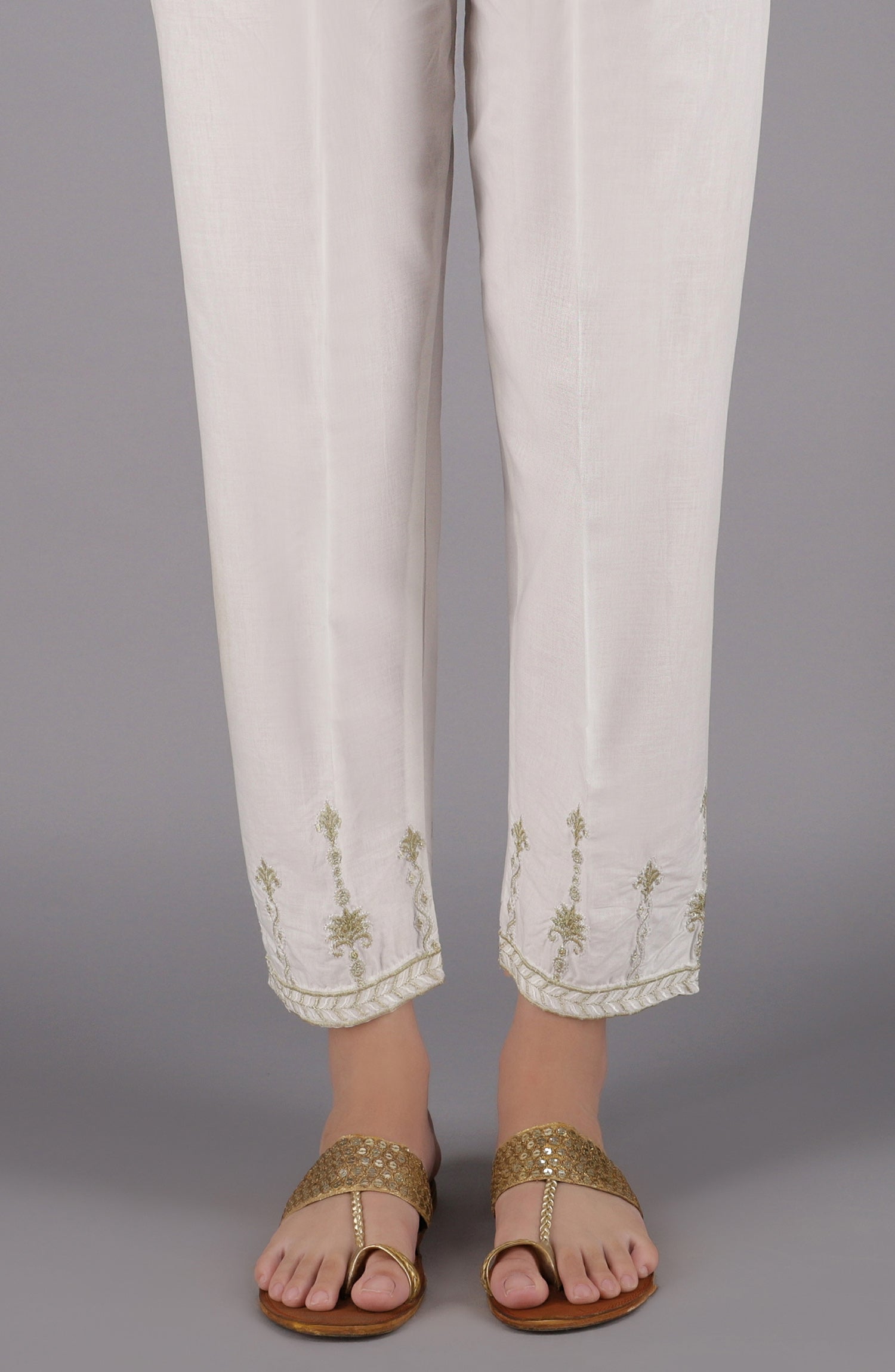 NRPE-51/S WHITE CAMBRIC SCPANTS STITCHED BOTTOMS PANTS