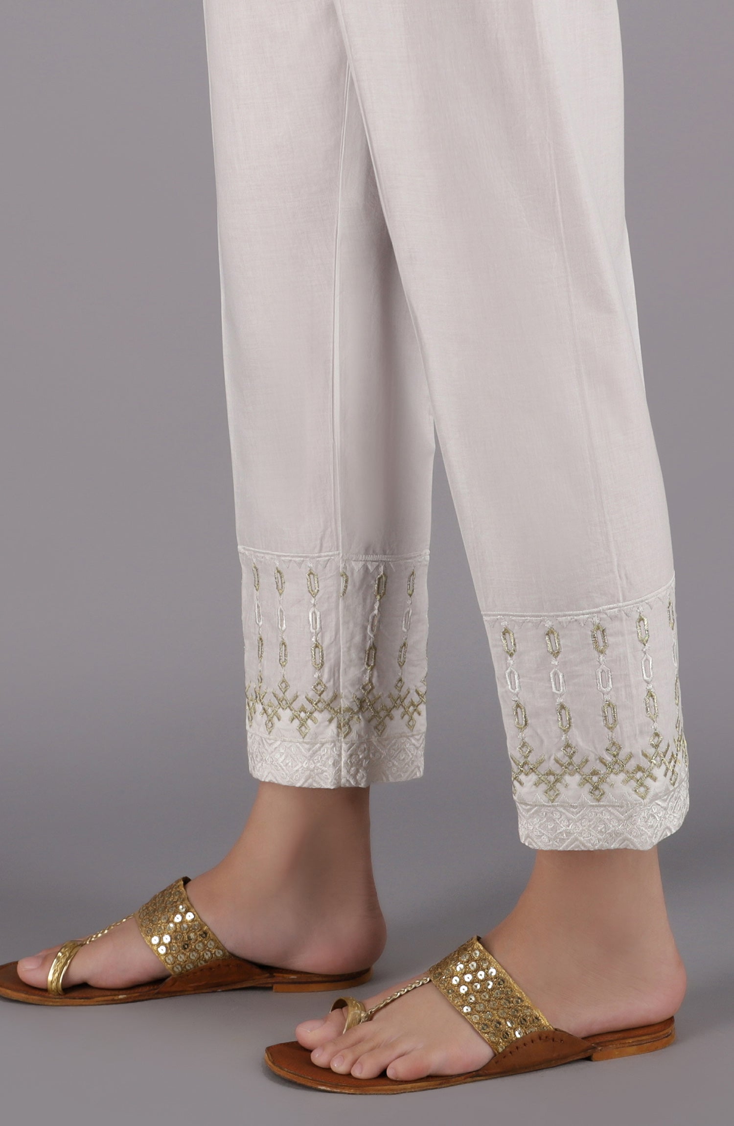 NRPE-54/S WHITE CAMBRIC SCPANTS STITCHED BOTTOMS PANTS