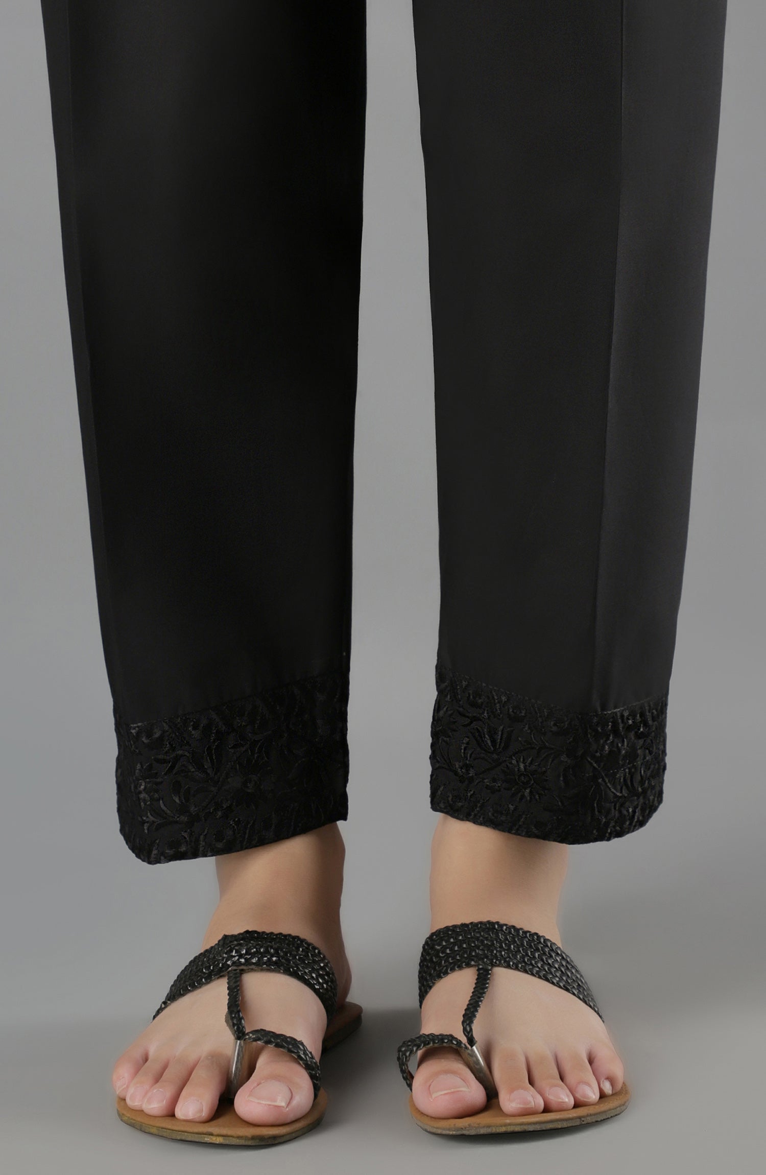 NRPE-58/S BLACK CAMBRIC SCPANTS STITCHED BOTTOMS PANTS