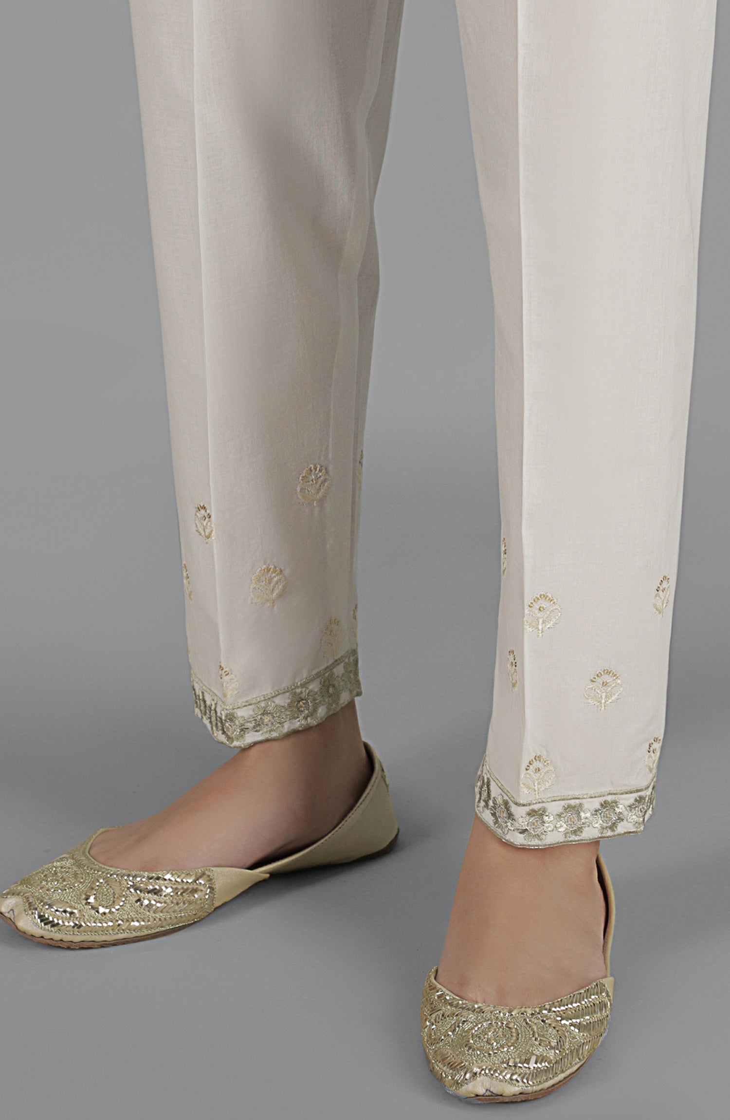 NRPE-46/S WHITE CAMBRIC SCPANTS STITCHED BOTTOMS PANTS