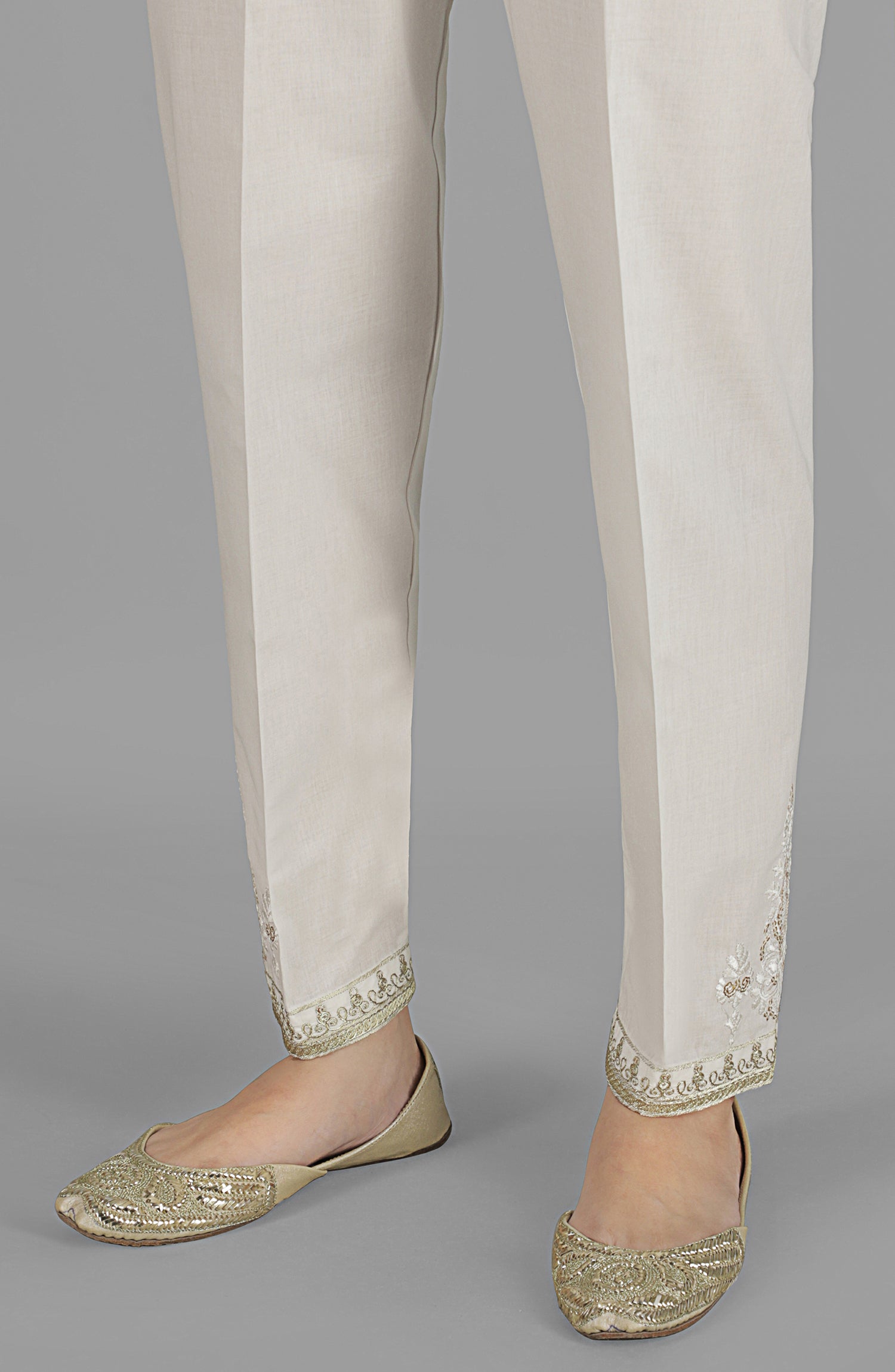 NRPE-48/S WHITE CAMBRIC SCPANTS STITCHED BOTTOMS PANTS