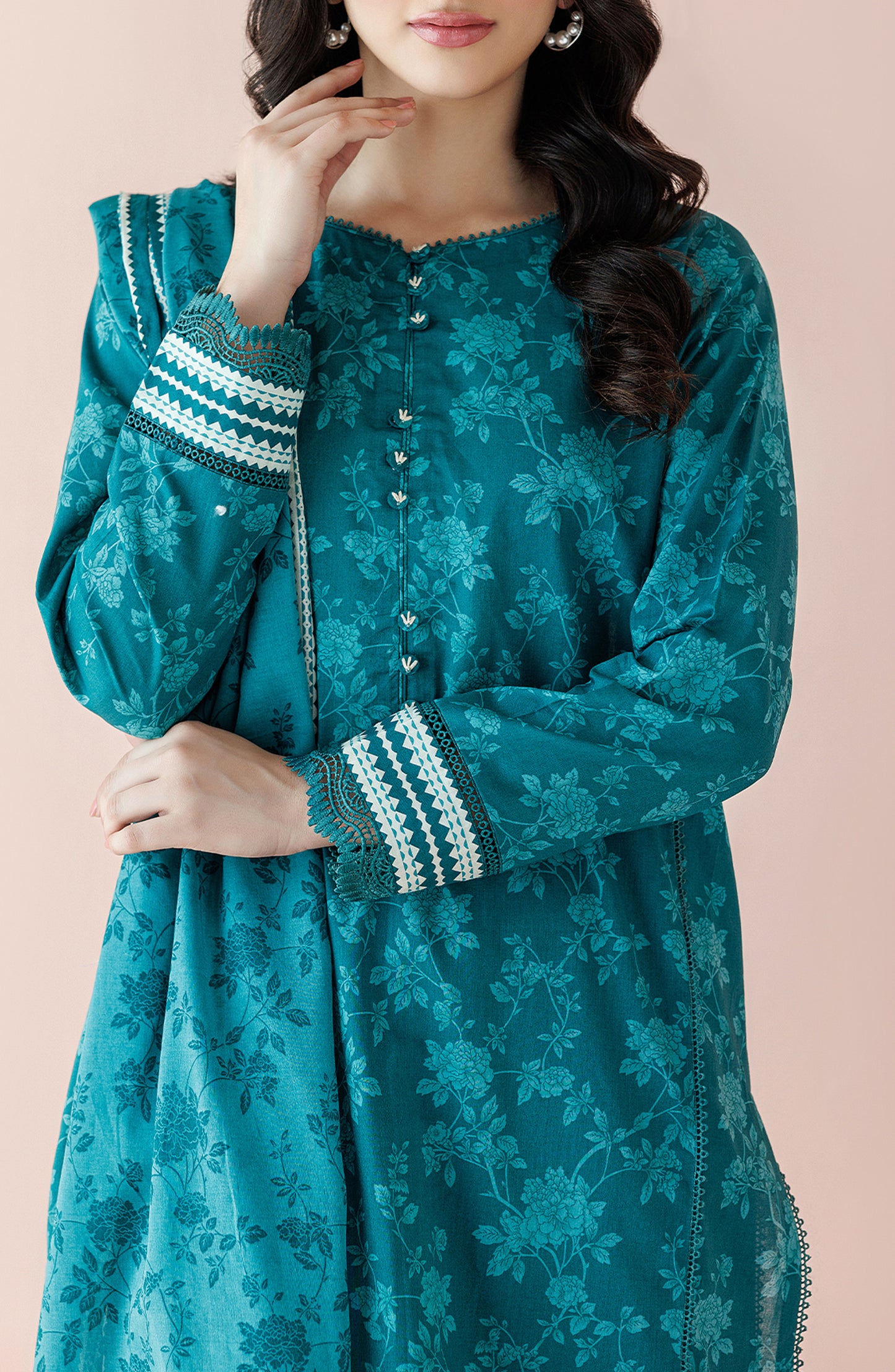OTL-24-240/U TEAL LAWN Women UNSTITCHED SHIRT DUPATTA PANTS