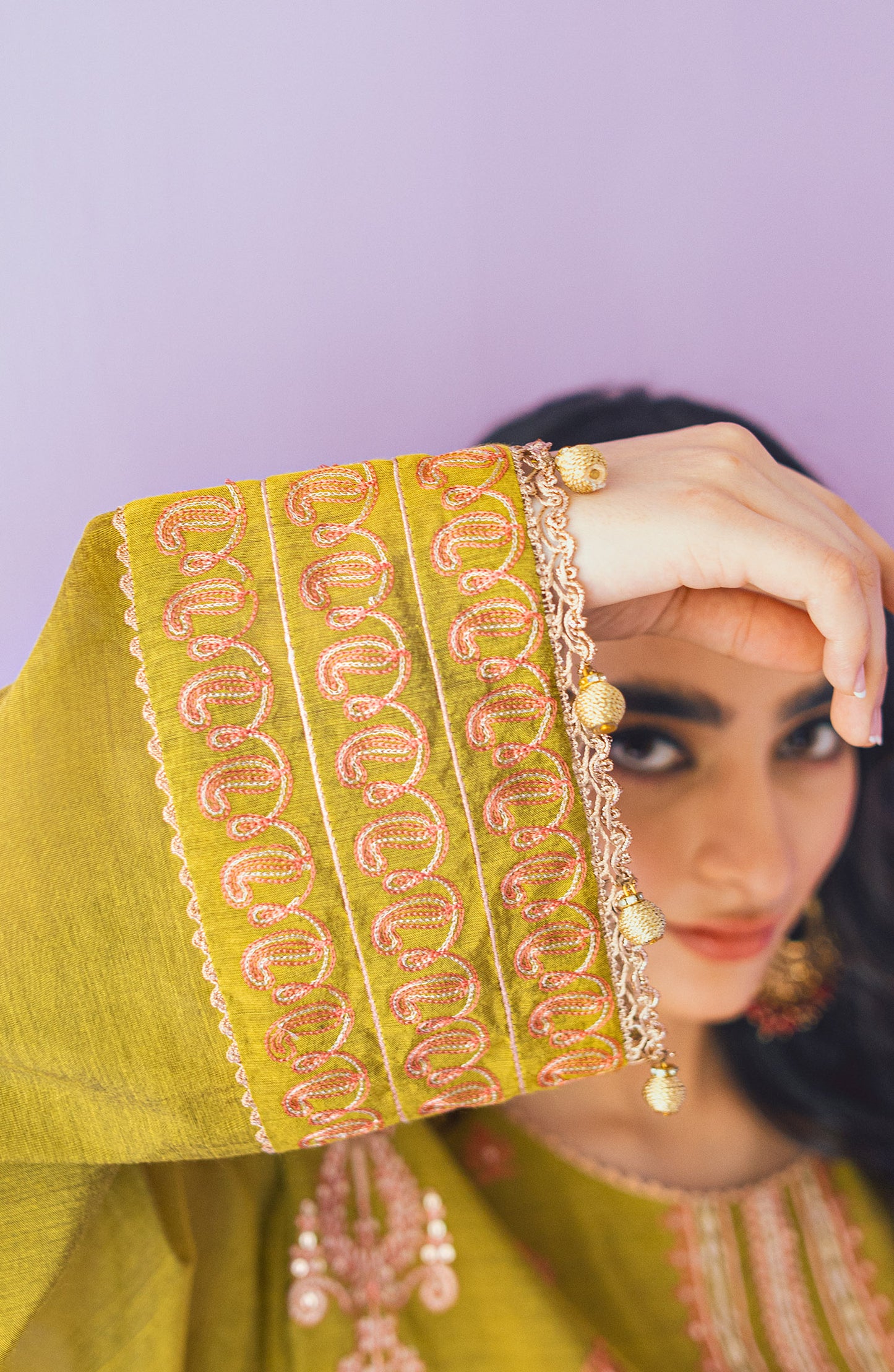 OTLF-23-035 GREEN PAPER COTTON  UNSTITCHED SHIRT DUPATTA PANTS