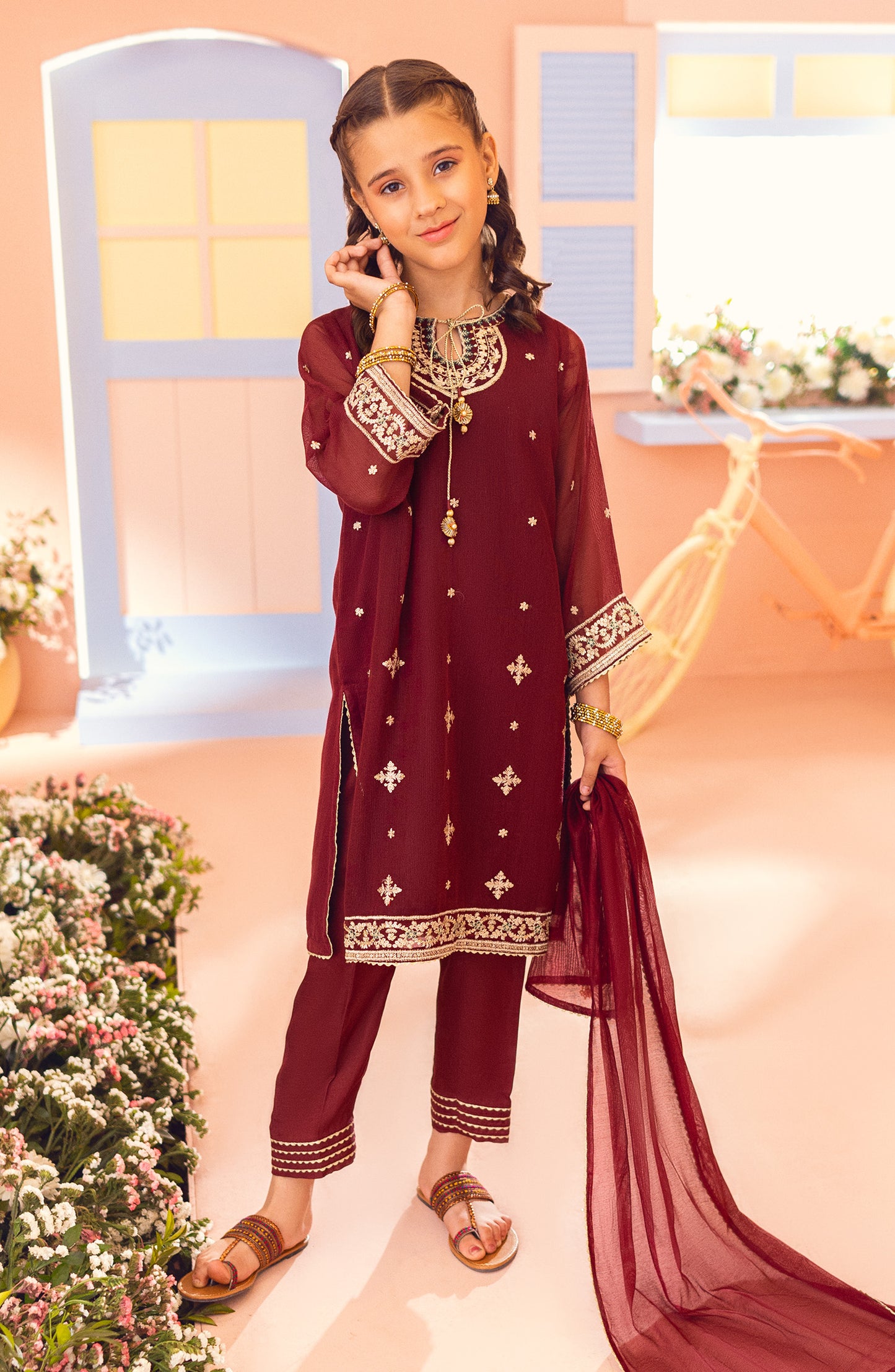 GRFN23S-3002 COTTON NET  READY TO WEAR SHIRT DUPATTA PANTS