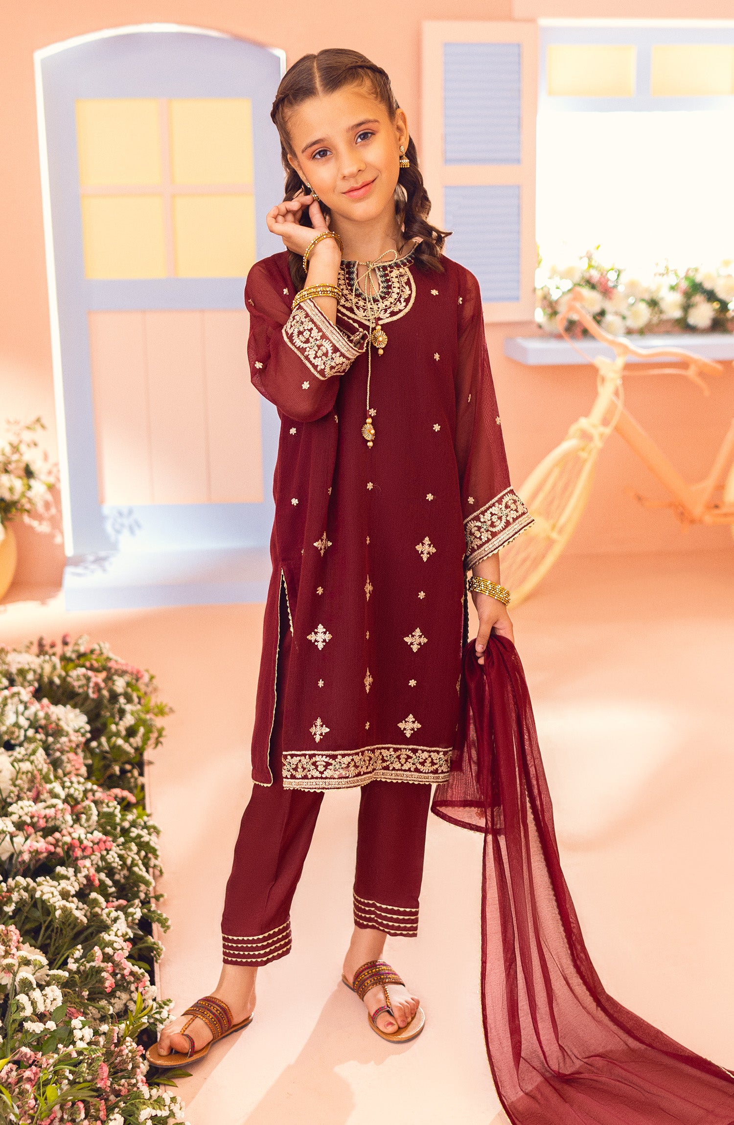 GRFN23S-3002 COTTON NET  READY TO WEAR SHIRT DUPATTA PANTS