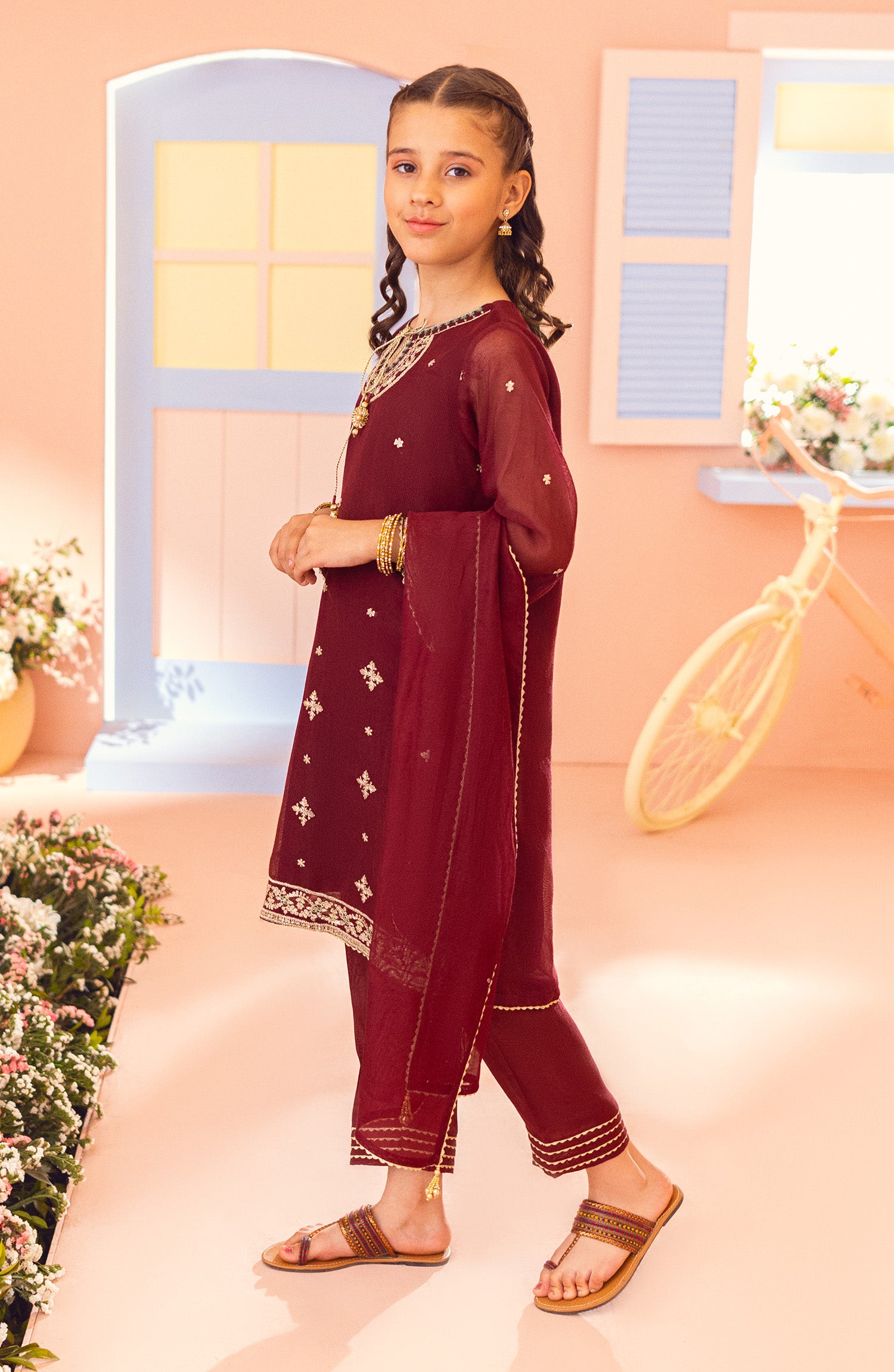 GRFN23S-3002 COTTON NET  READY TO WEAR SHIRT DUPATTA PANTS