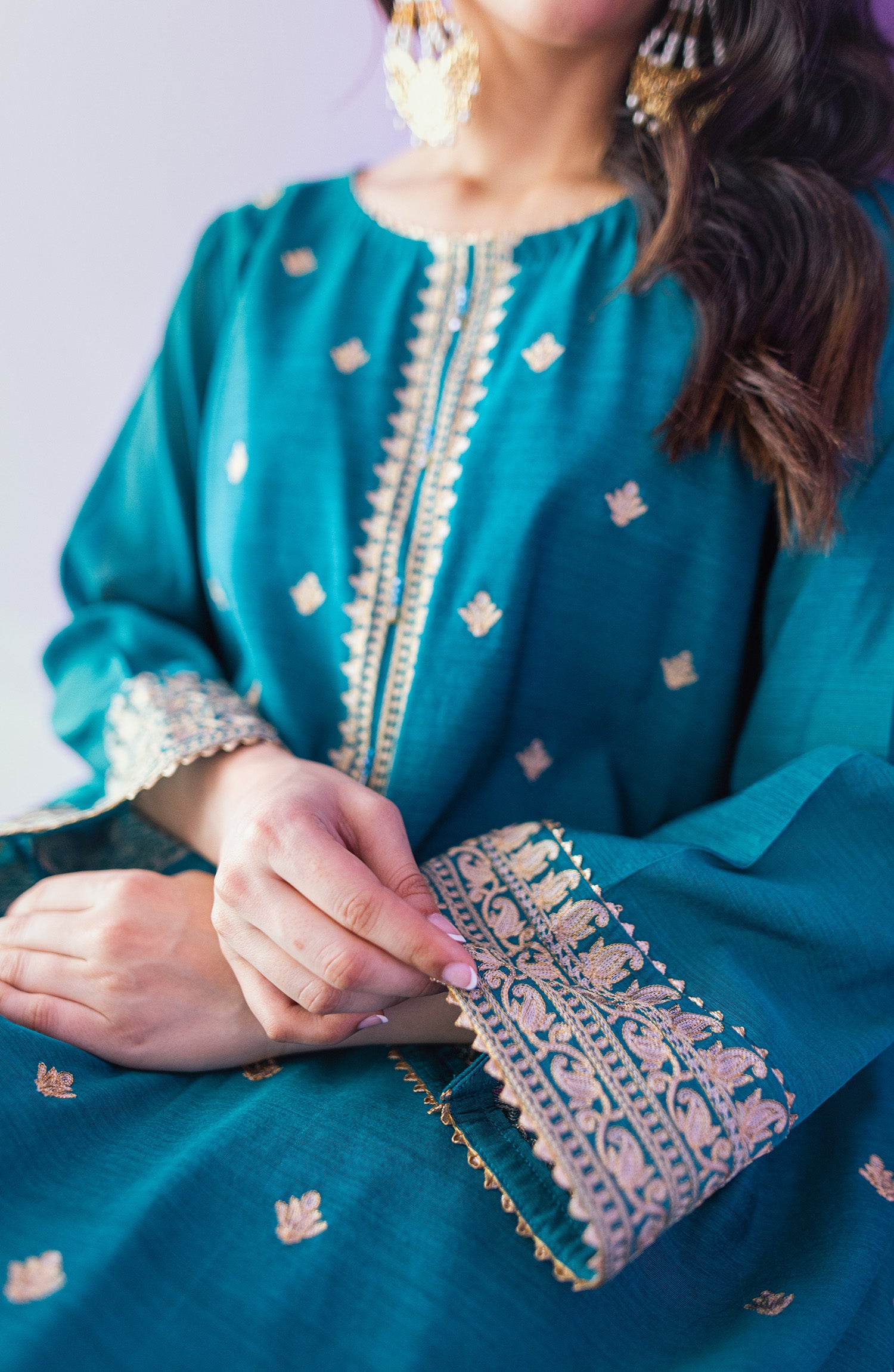 OTLF-23-036 BLUE PAPER COTTON  UNSTITCHED SHIRT DUPATTA PANTS