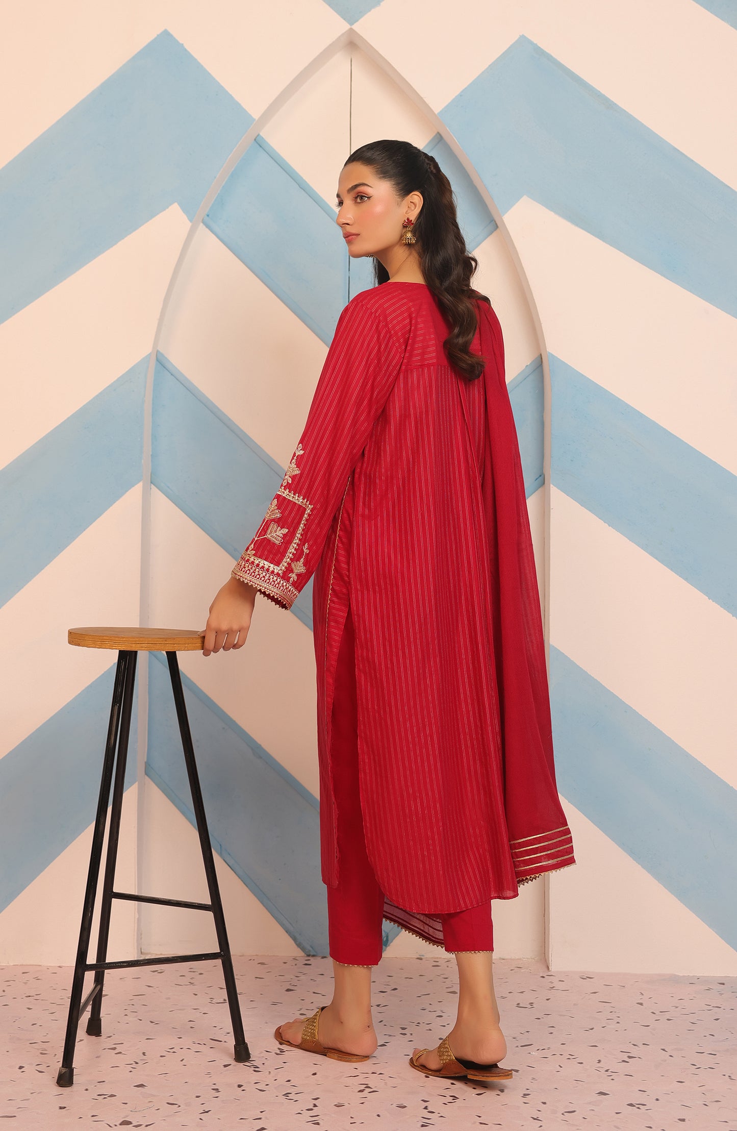 WRHJ23W-3001 JACQUARD Women READY TO WEAR SHIRT DUPATTA PANTS